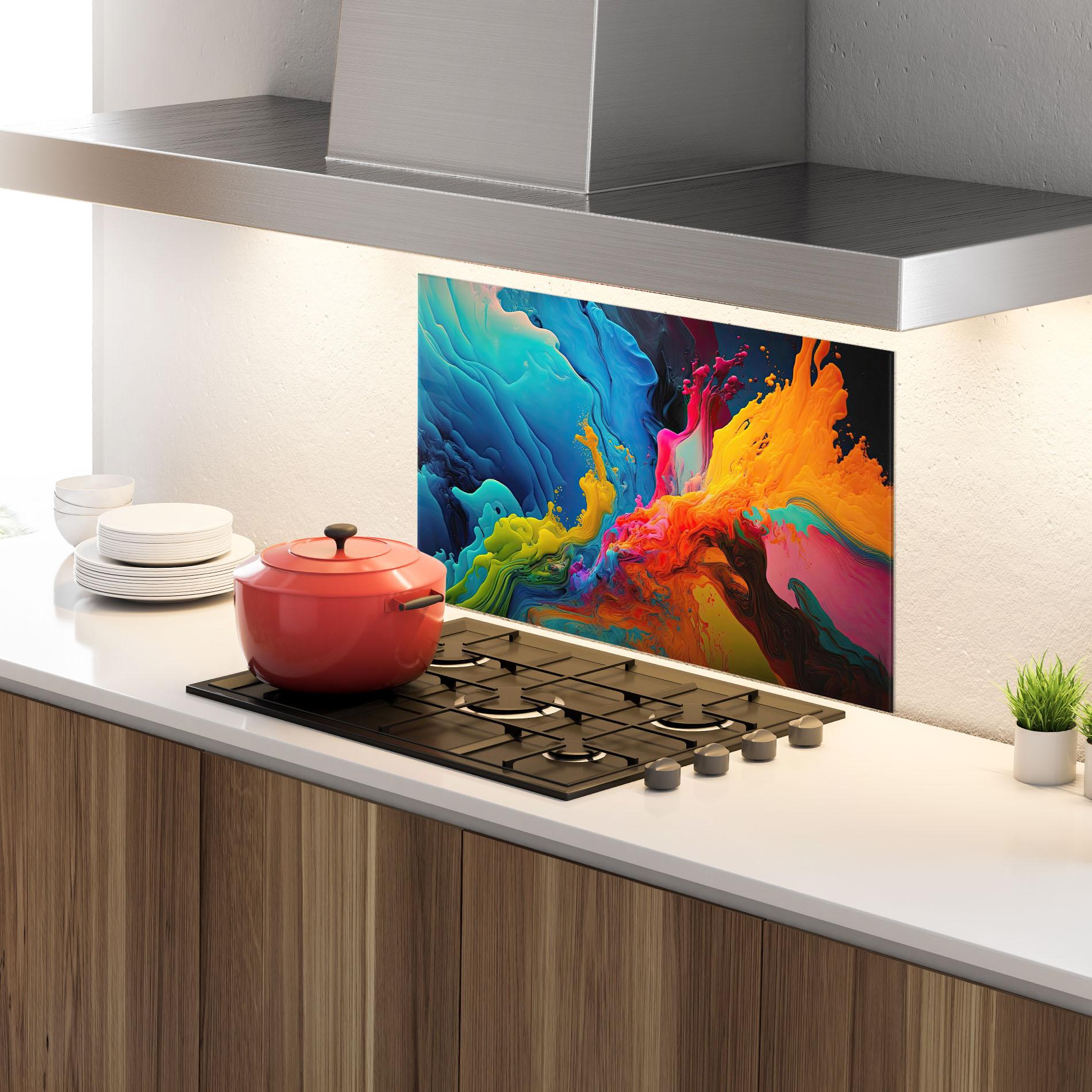 Konyhai üveg hátfal Color Floating mockup 4