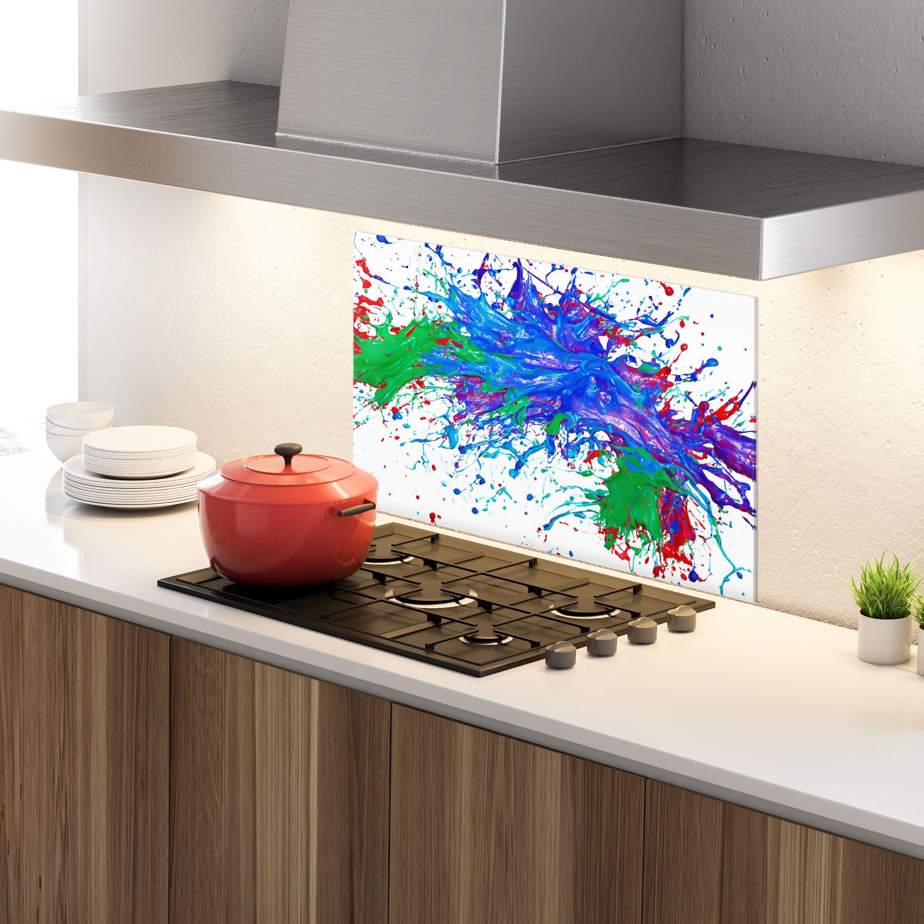 Konyhai üveg hátfal Colorful Blue Purple mockup 4