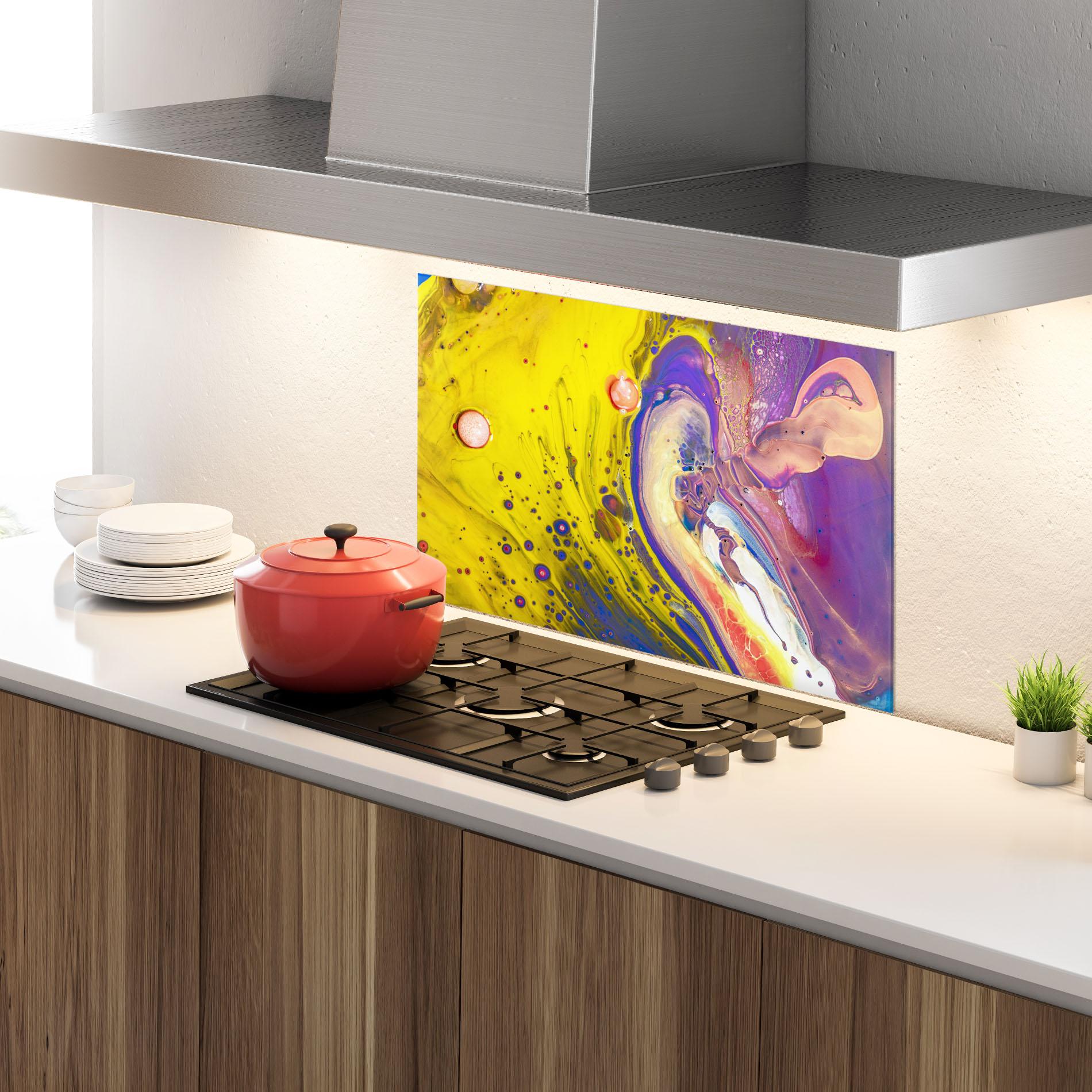 Konyhai üveg hátfal Colorful Liquid Marble mockup 4