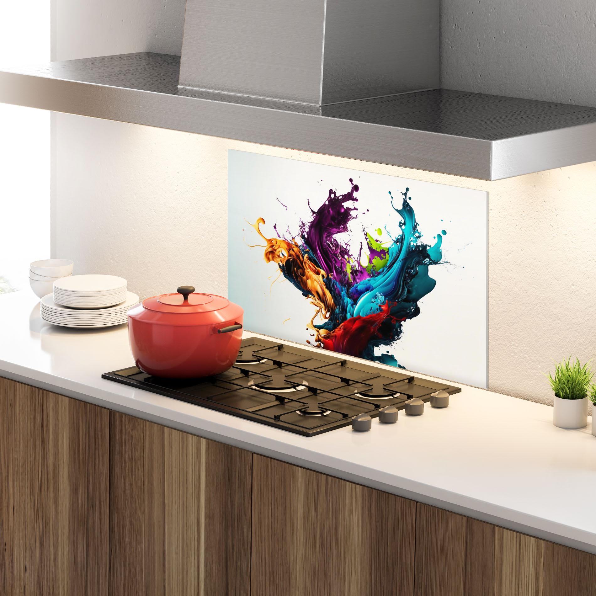 Konyhai üveg hátfal Dark Purple Splash mockup 4