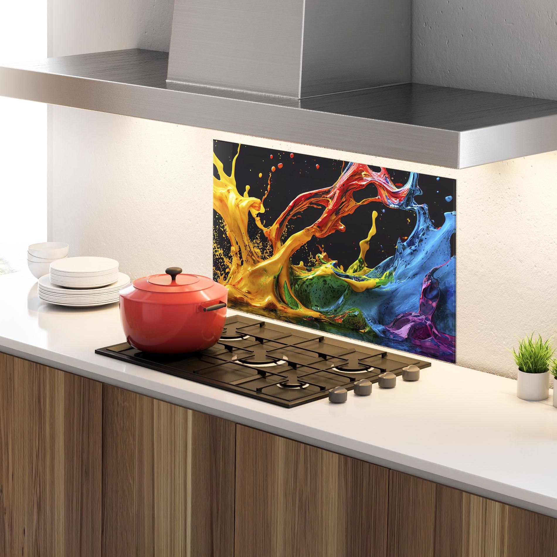 Konyhai üveg hátfal Floating Yellow Splay mockup 4