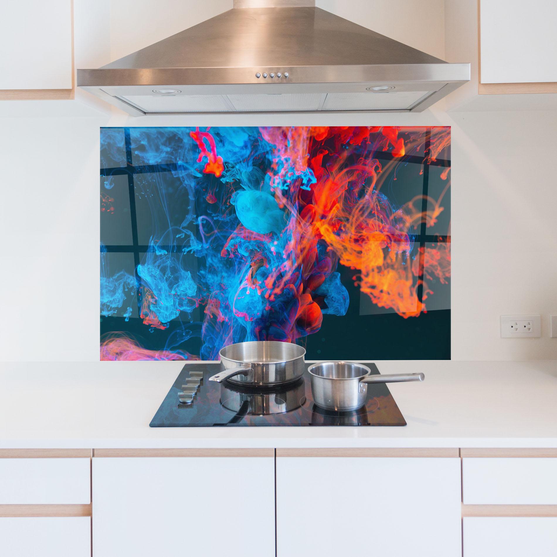 Konyhai üveg hátfal Abstract Blue And Red mockup 5