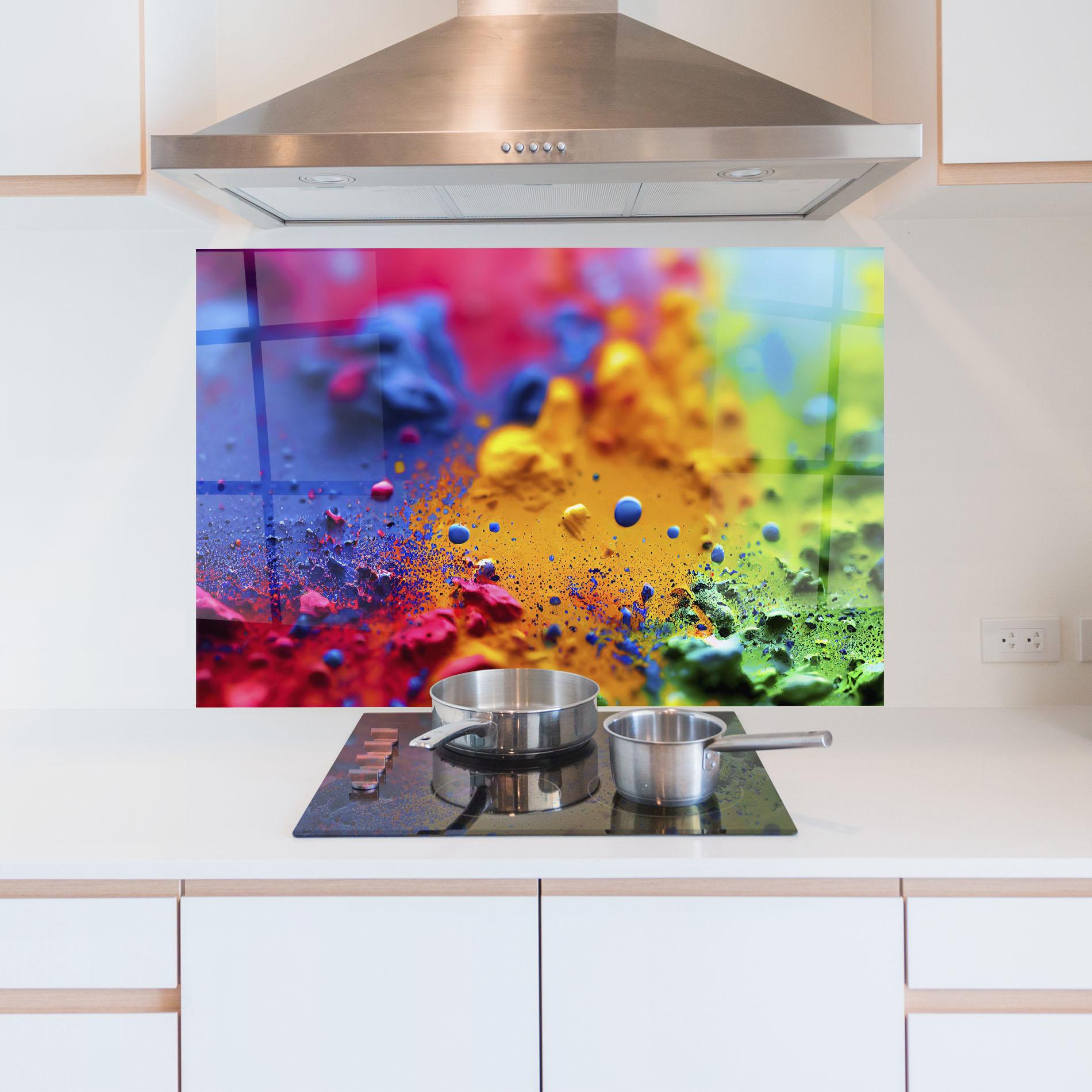 Konyhai üveg hátfal Acrylic Yellow Texture mockup 5