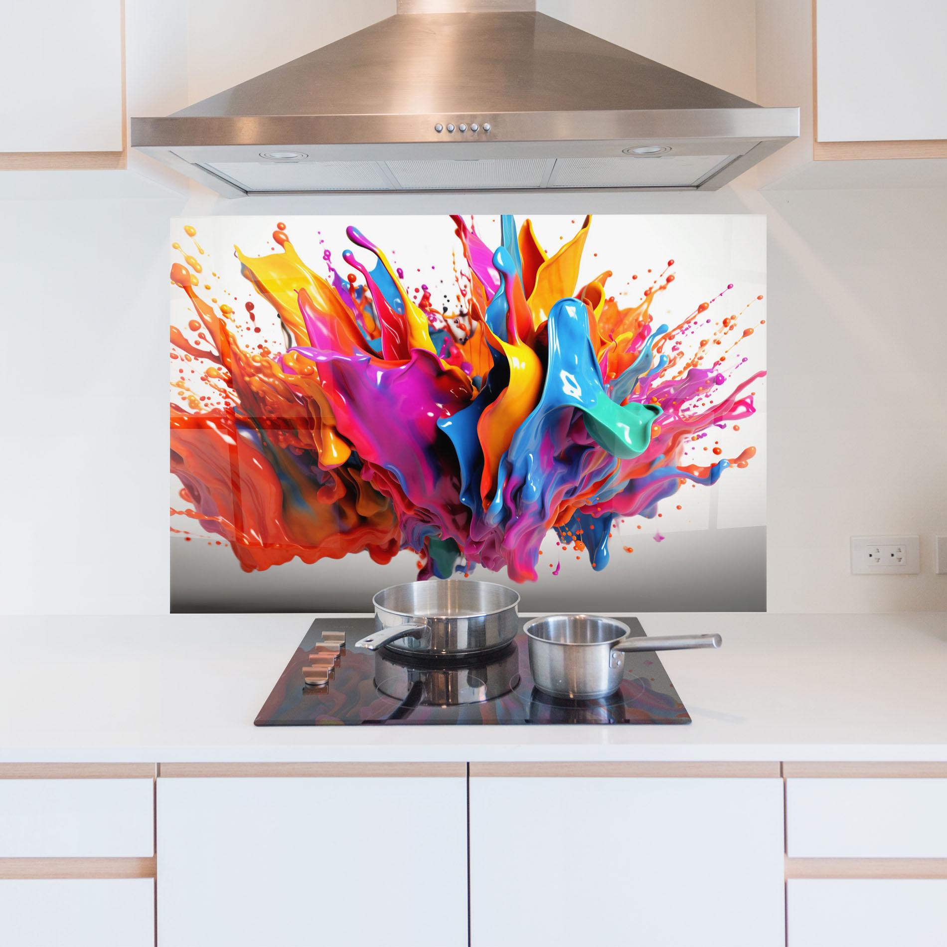 Konyhai üveg hátfal Blue Yellow Splash mockup 5