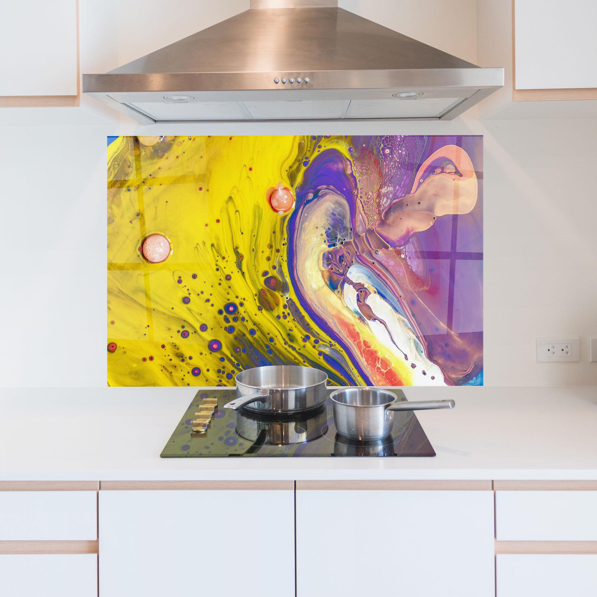 Konyhai üveg hátfal Colorful Liquid Marble mockup 5