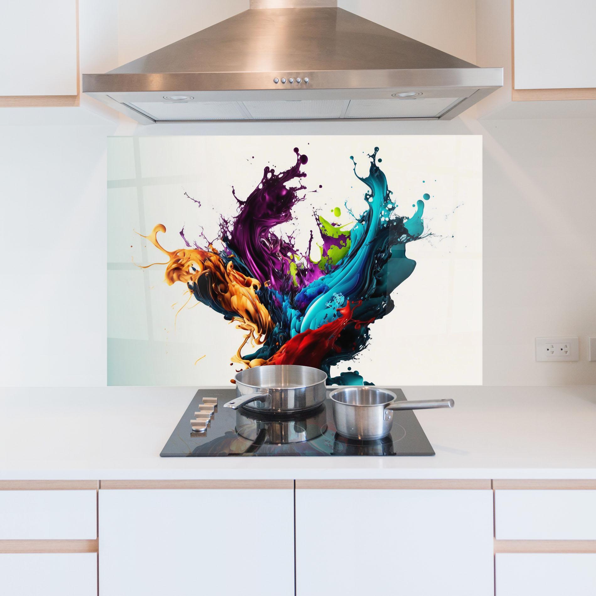 Konyhai üveg hátfal Dark Purple Splash mockup 5