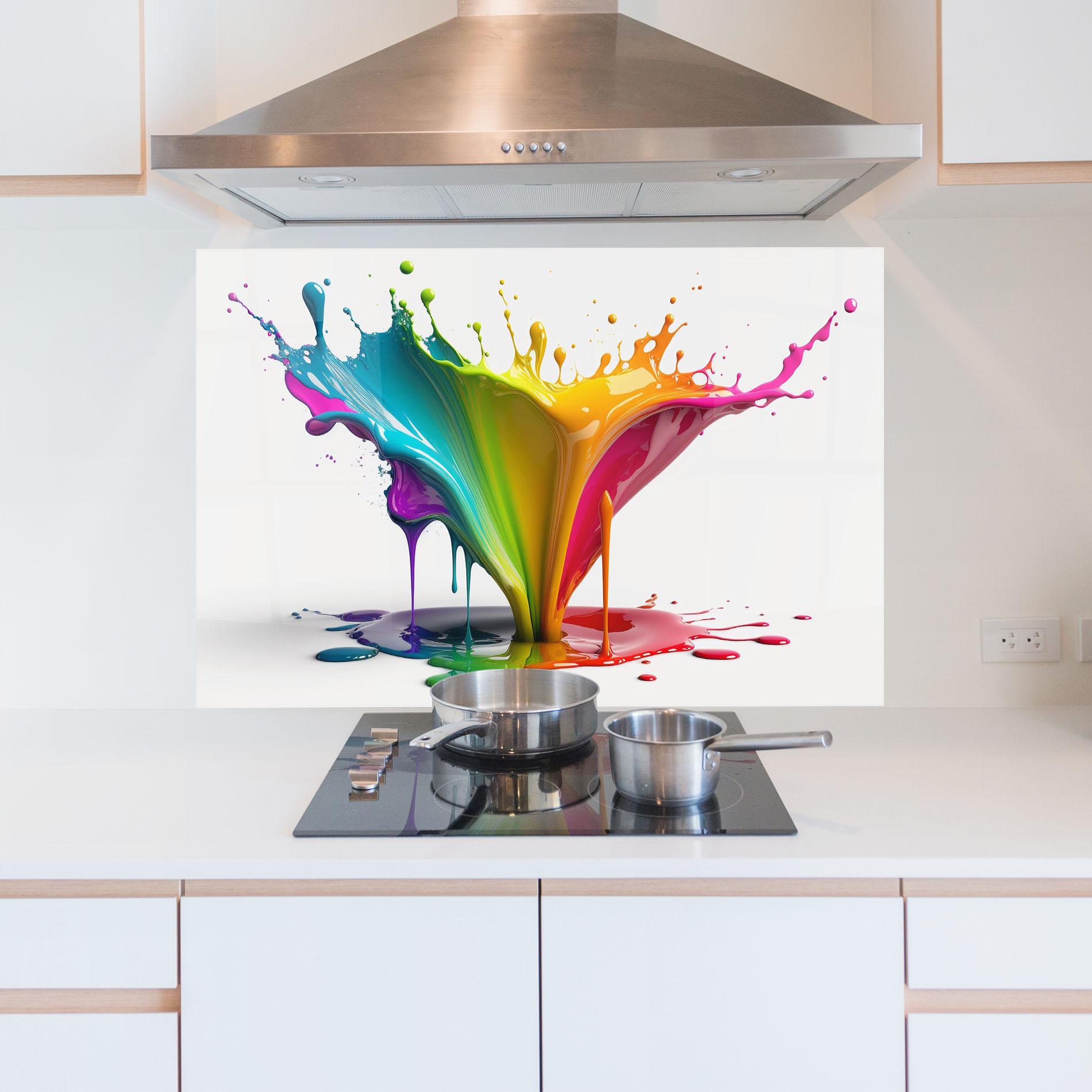 Konyhai üveg hátfal Exploding Yellow Liquid mockup 5