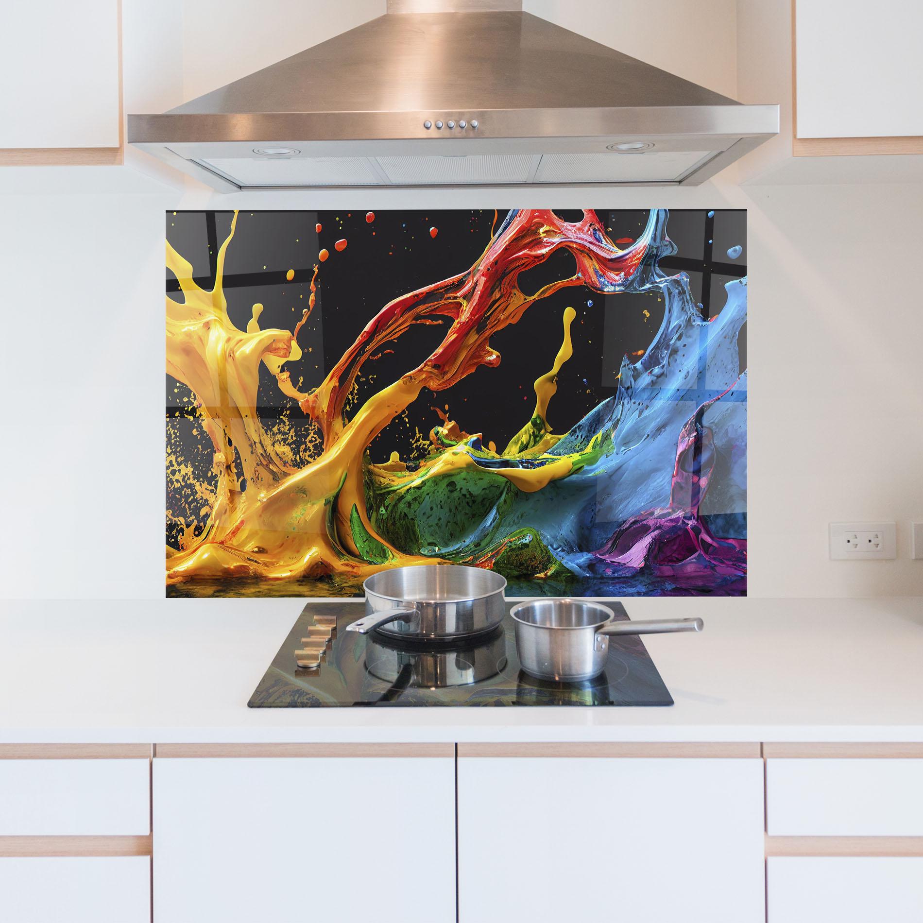 Konyhai üveg hátfal Floating Yellow Splay mockup 5