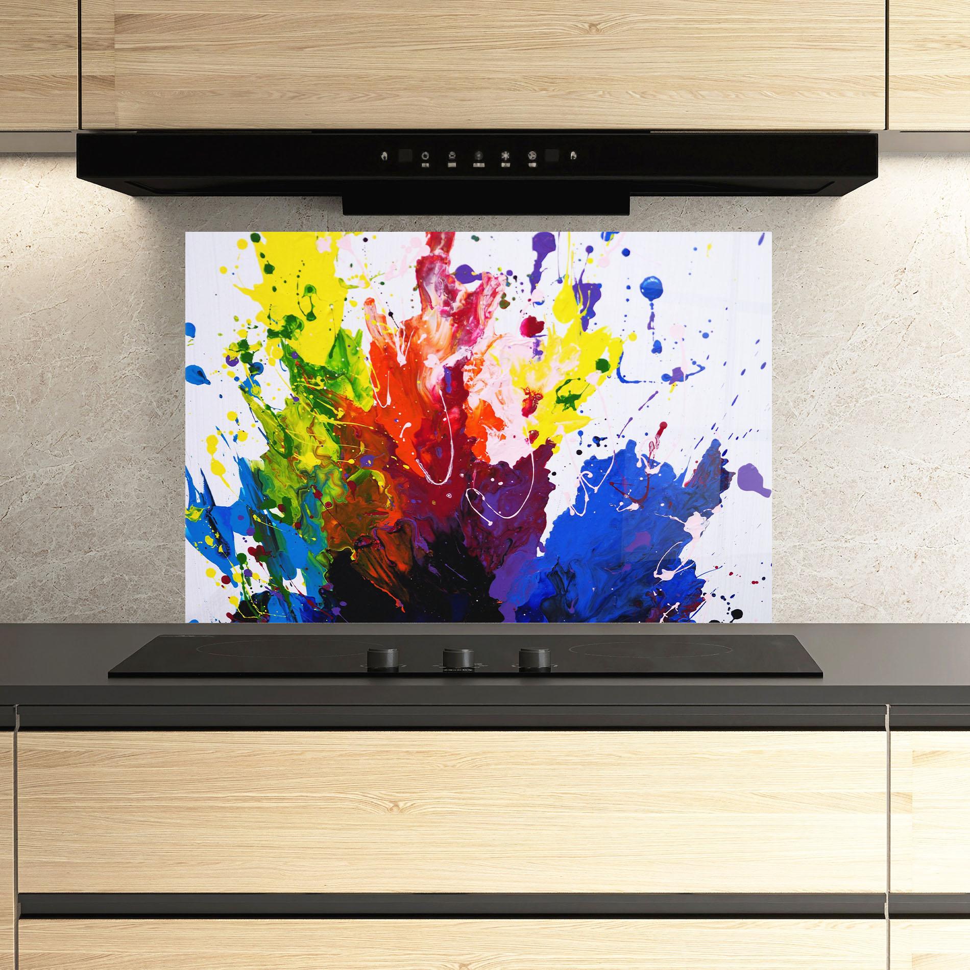 Konyhai üveg hátfal Blue Purple Exploding mockup 3