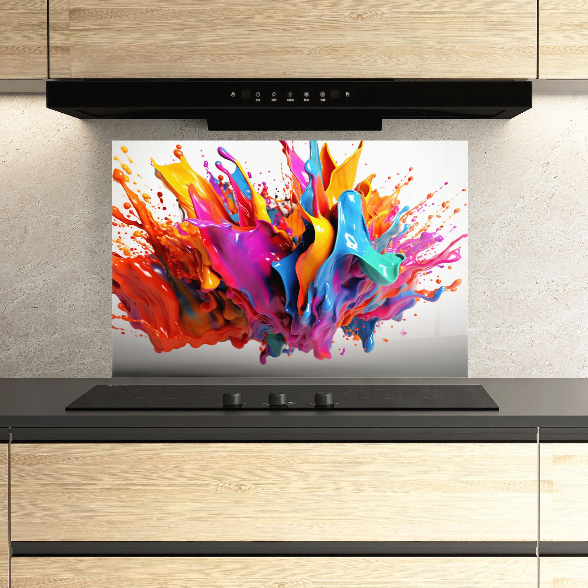 Konyhai üveg hátfal Blue Yellow Splash mockup 3