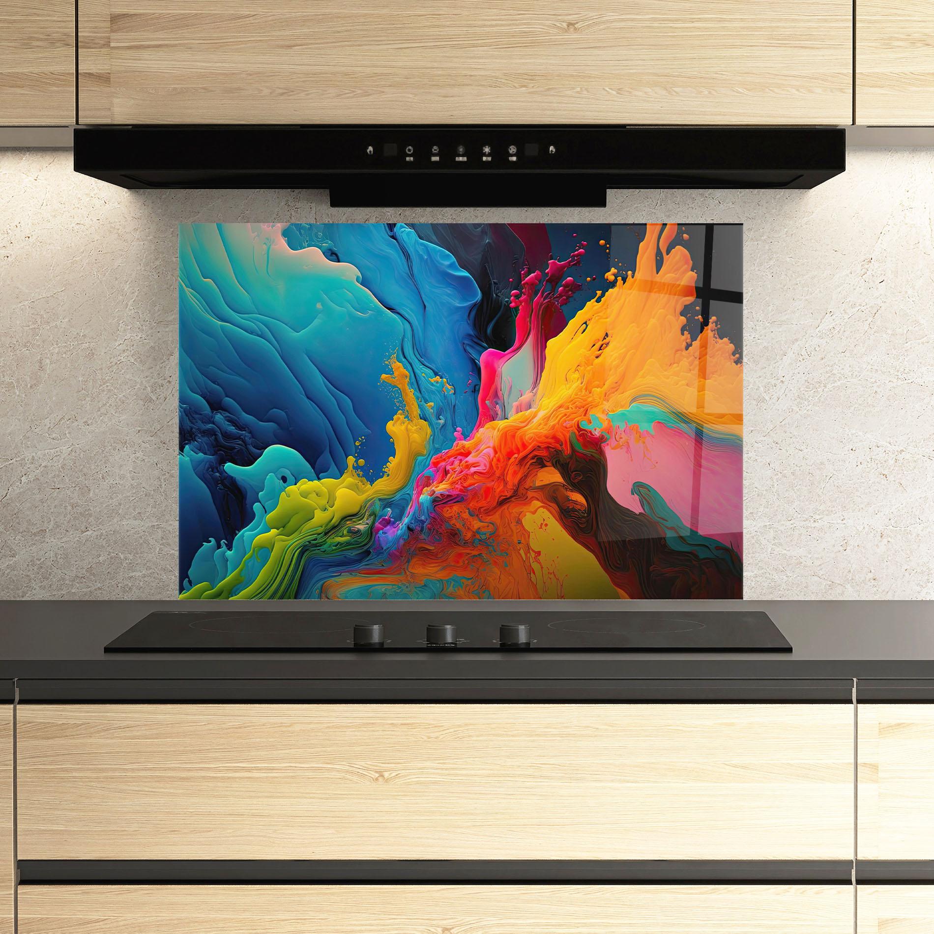 Konyhai üveg hátfal Color Floating mockup 3