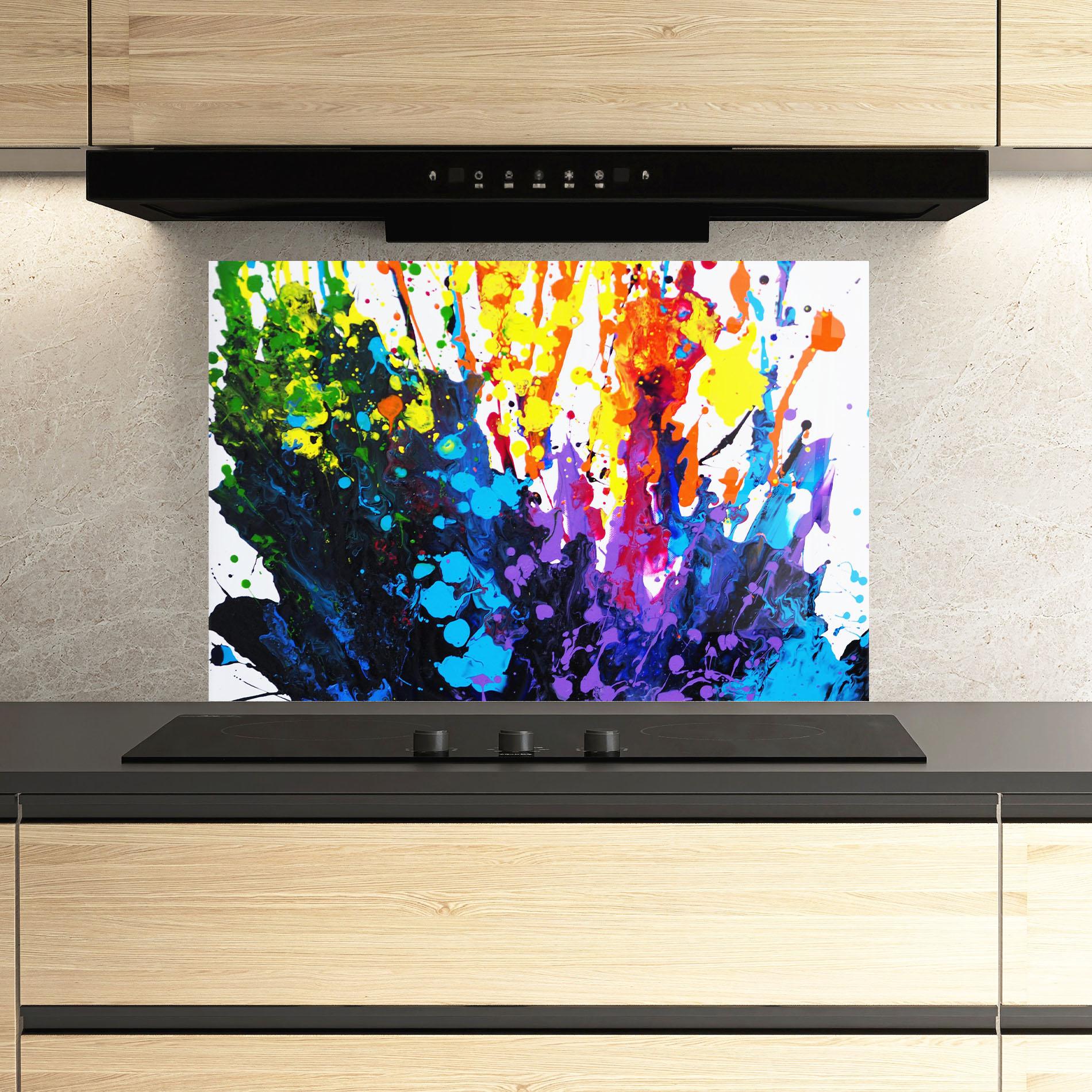 Konyhai üveg hátfal Color Splash 2d mockup 3