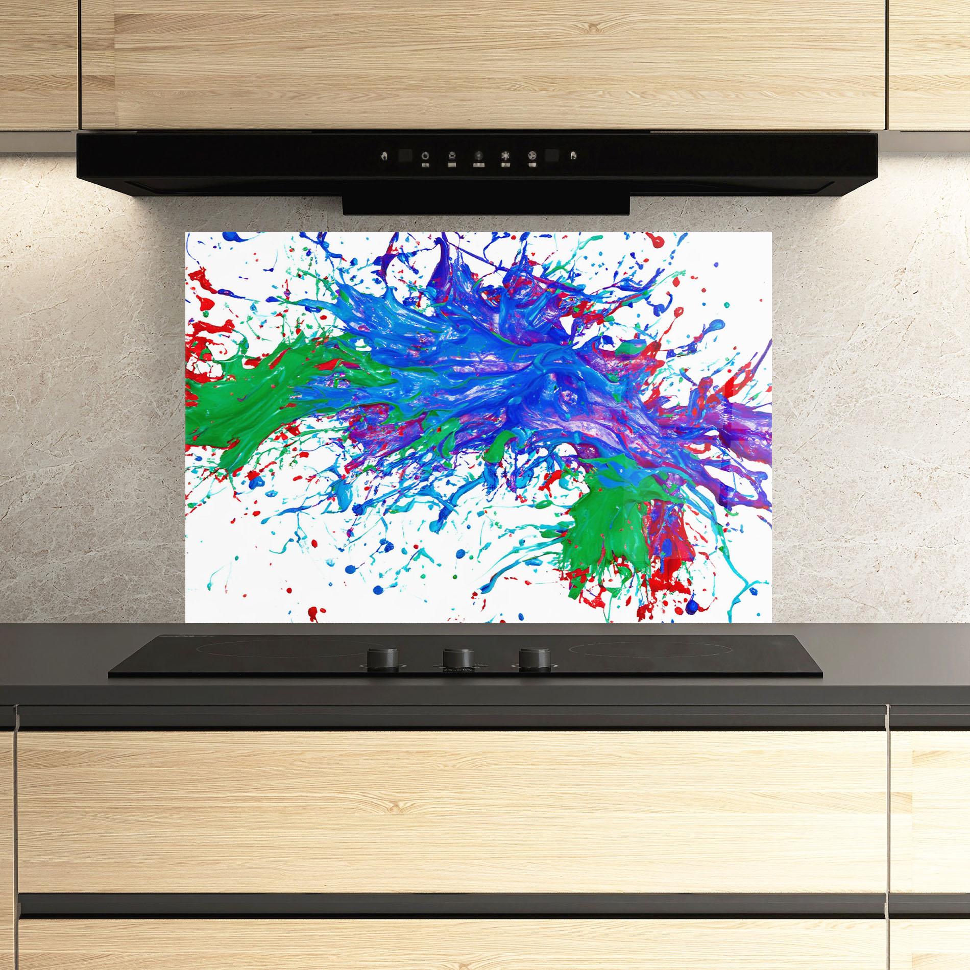 Konyhai üveg hátfal Colorful Blue Purple mockup 3