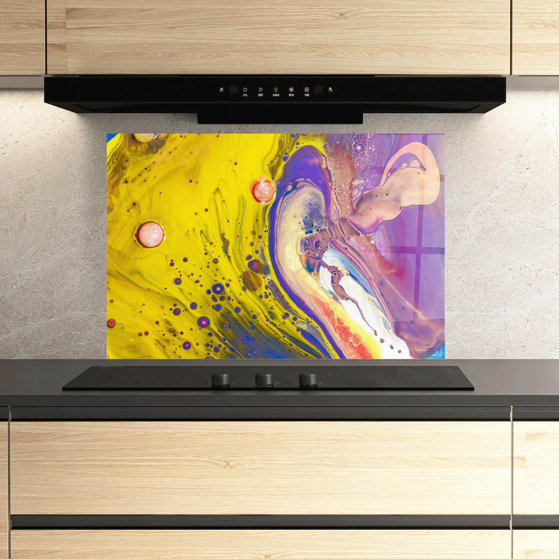 Konyhai üveg hátfal Colorful Liquid Marble mockup 3