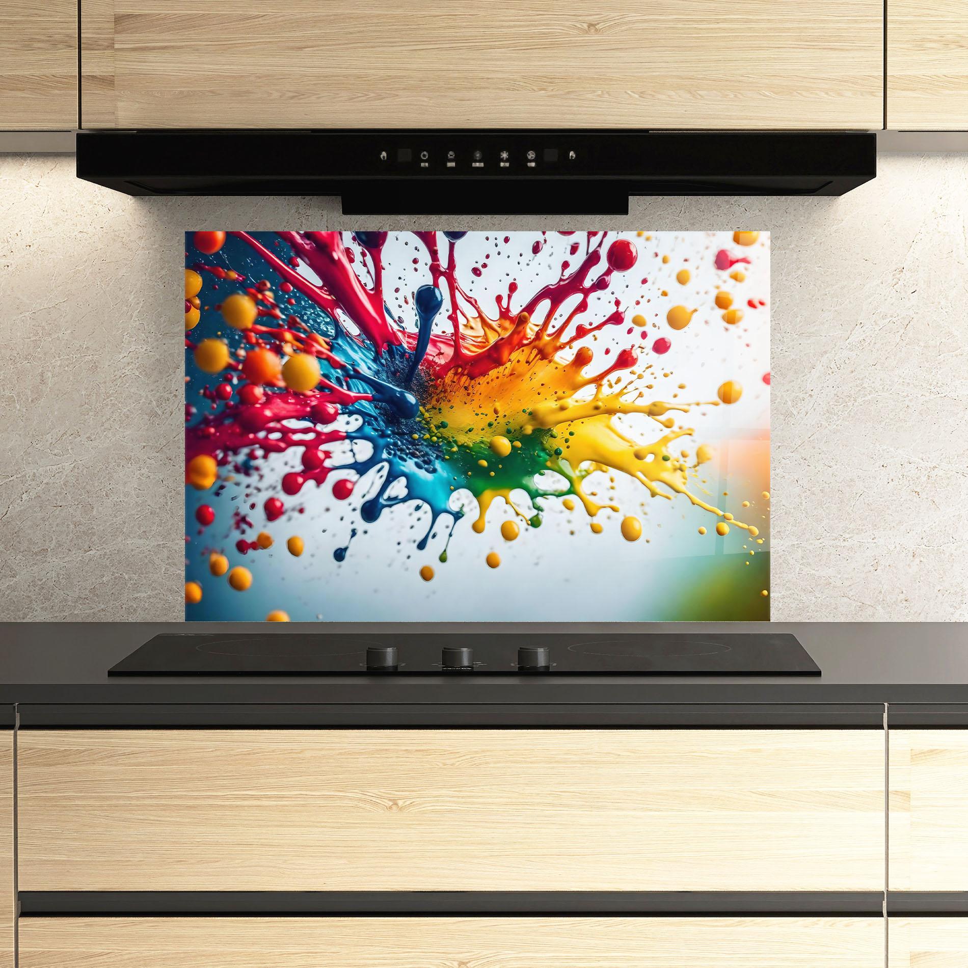 Konyhai üveg hátfal Colorful Splash Rainbow mockup 3