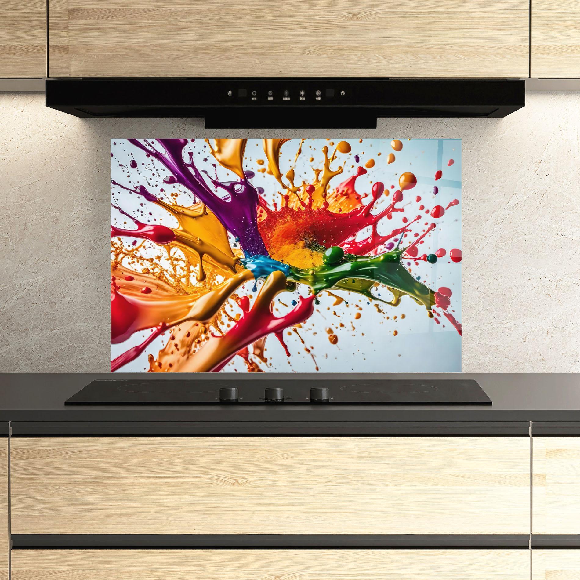 Konyhai üveg hátfal Colorful Yellow Rainbow mockup 3