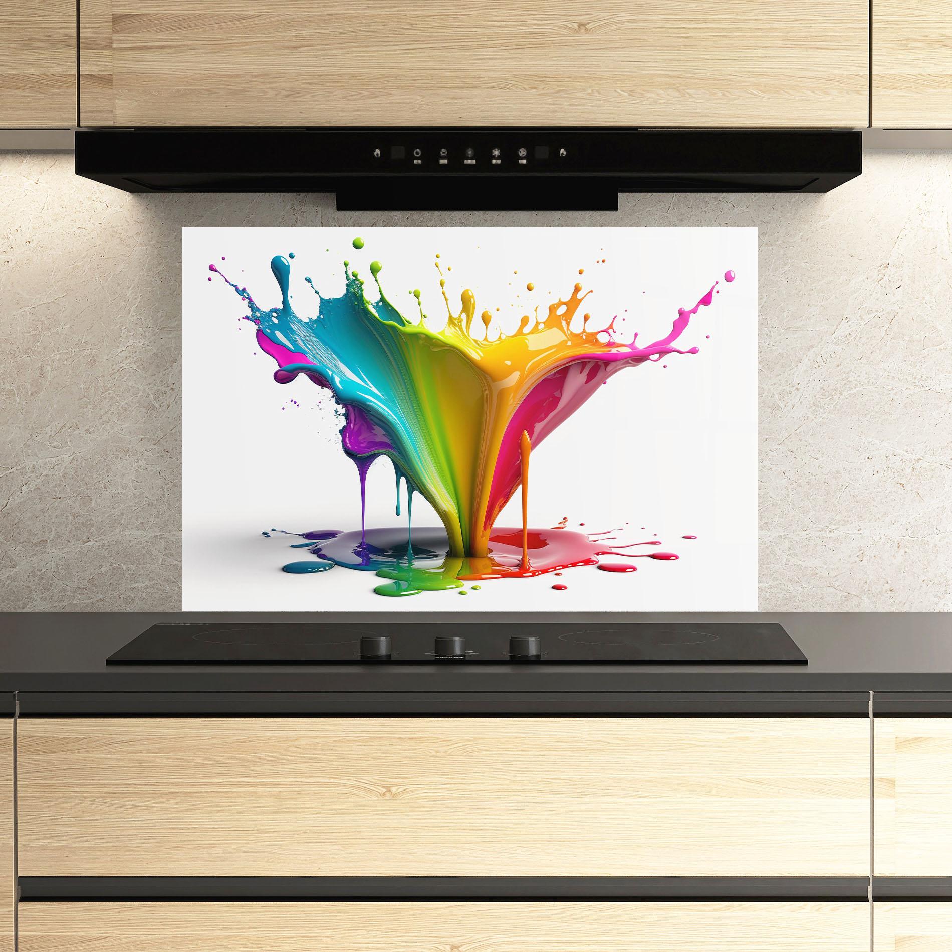 Konyhai üveg hátfal Exploding Yellow Liquid mockup 3