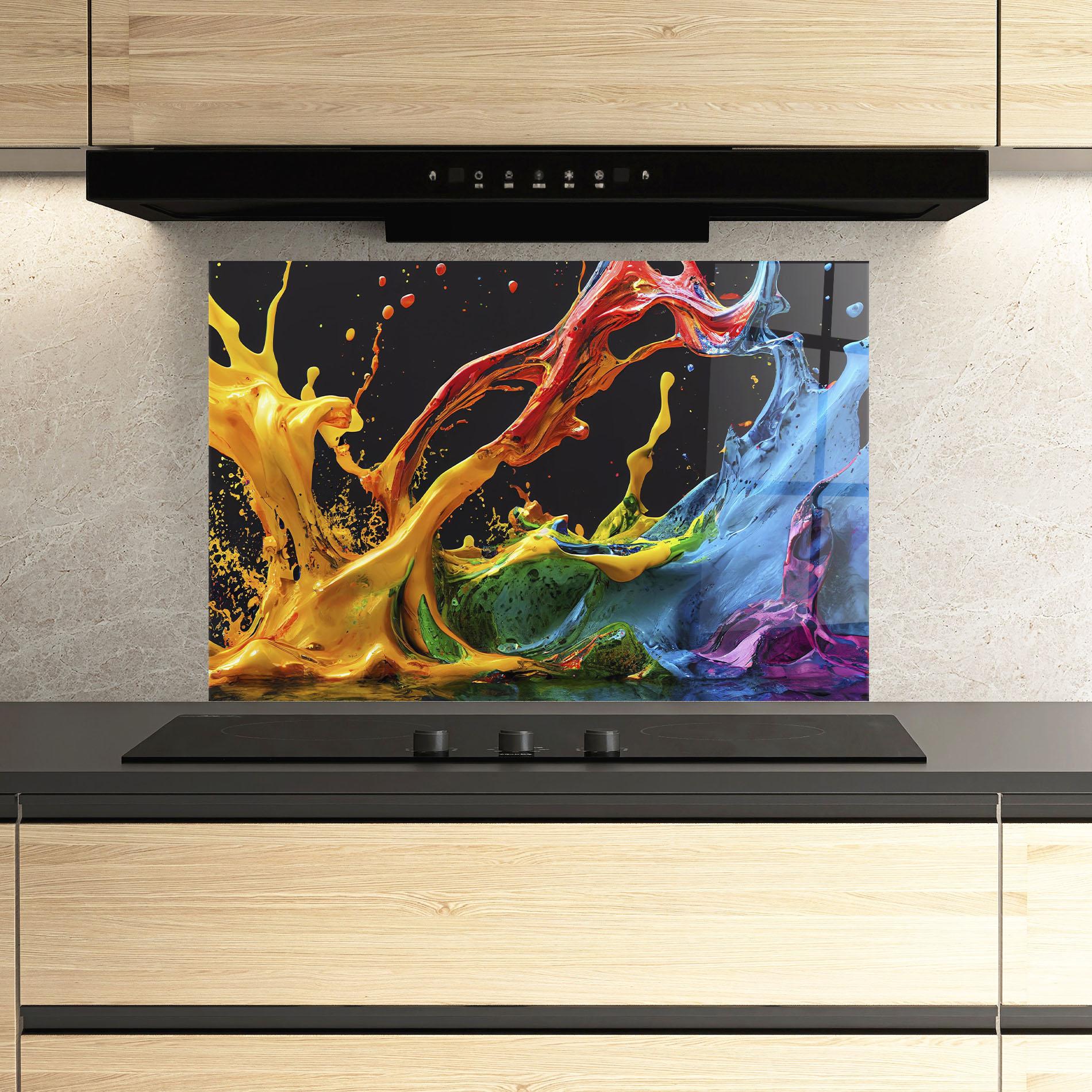 Konyhai üveg hátfal Floating Yellow Splay mockup 3