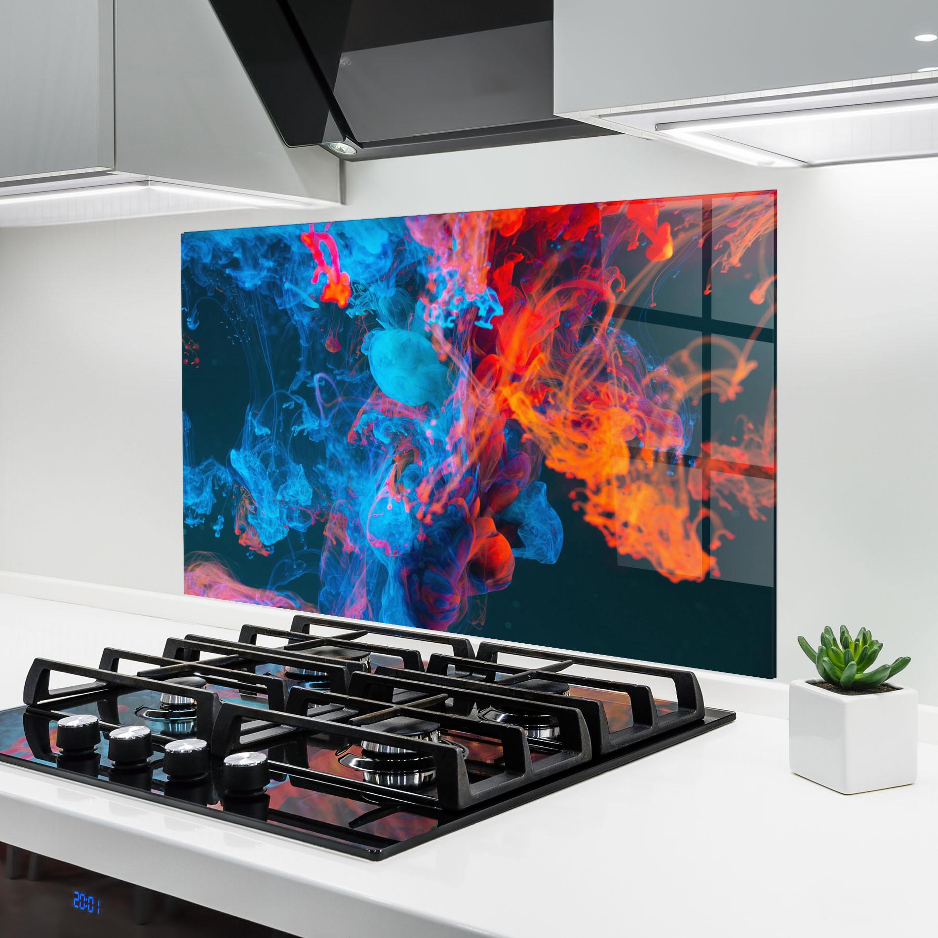 Konyhai üveg hátfal Abstract Blue And Red mockup 6