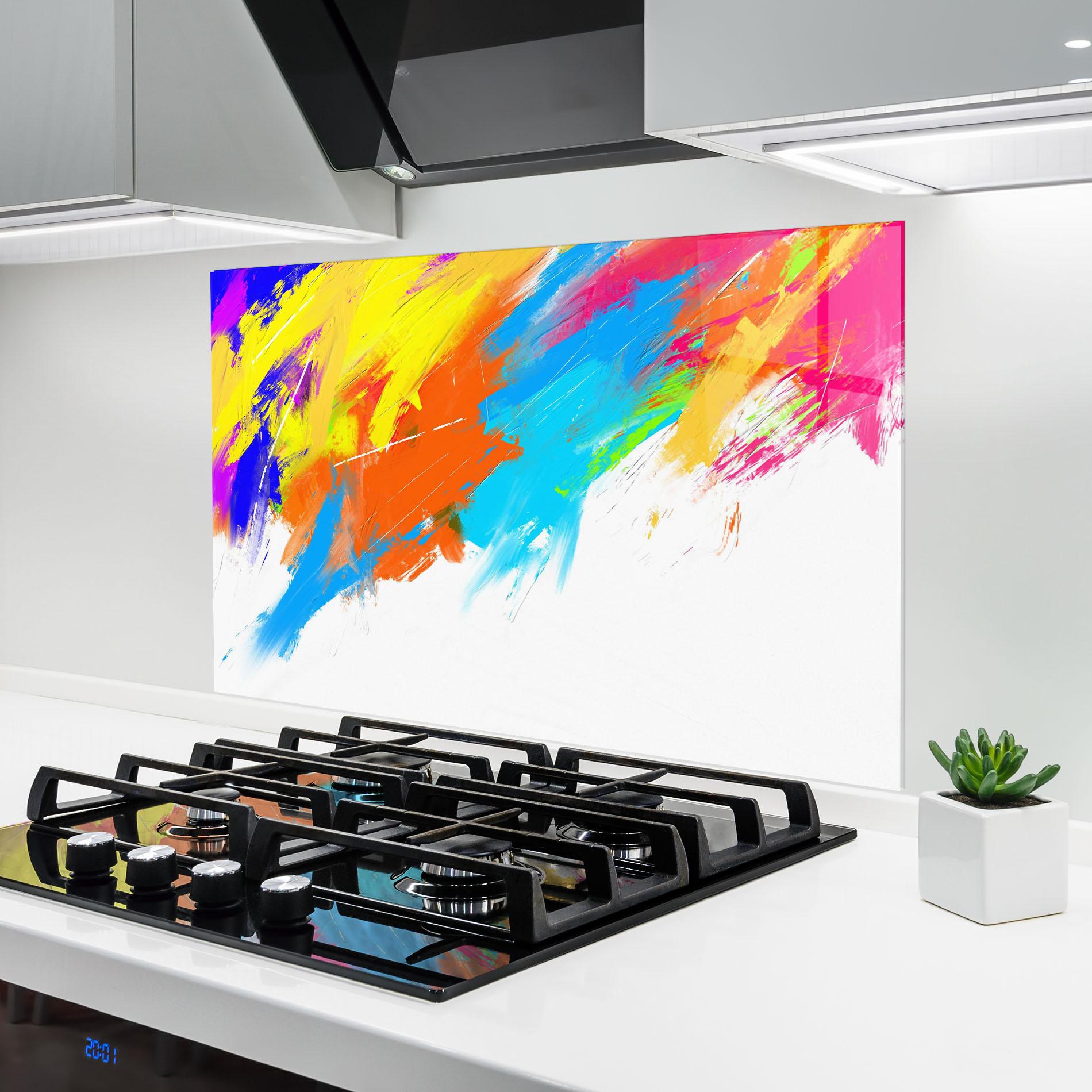 Konyhai üveg hátfal Abstract Blue Yellow mockup 6