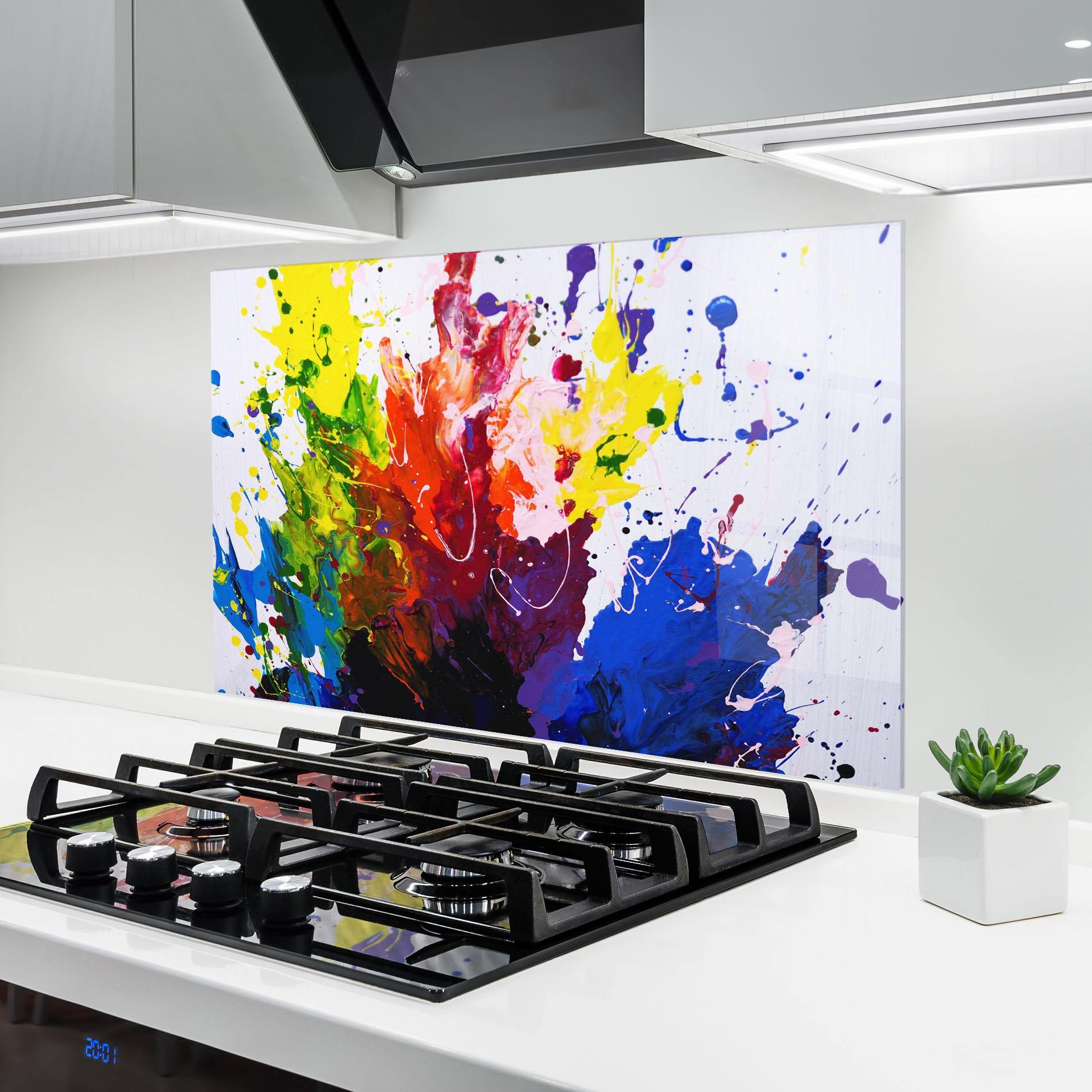 Konyhai üveg hátfal Blue Purple Exploding mockup 6