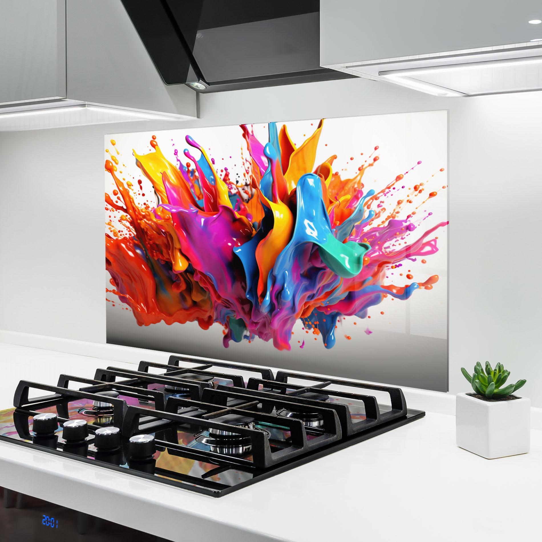 Konyhai üveg hátfal Blue Yellow Splash mockup 6