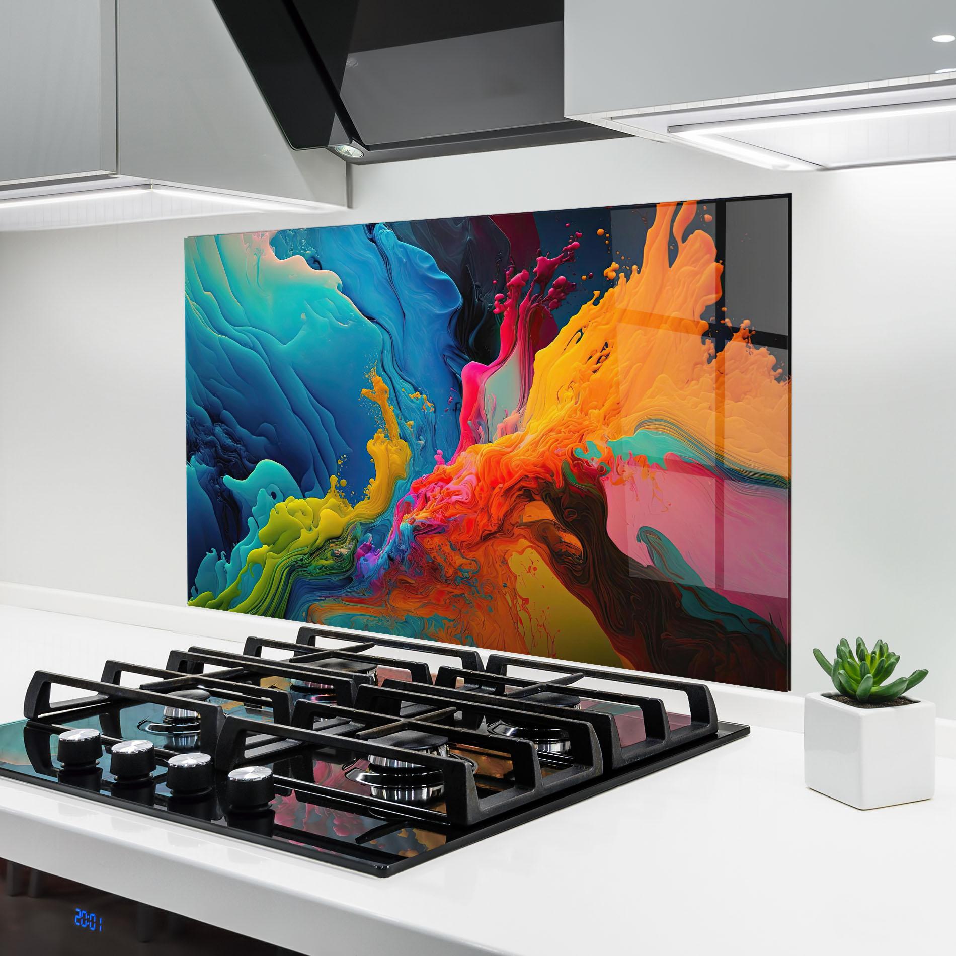 Konyhai üveg hátfal Color Floating mockup 6