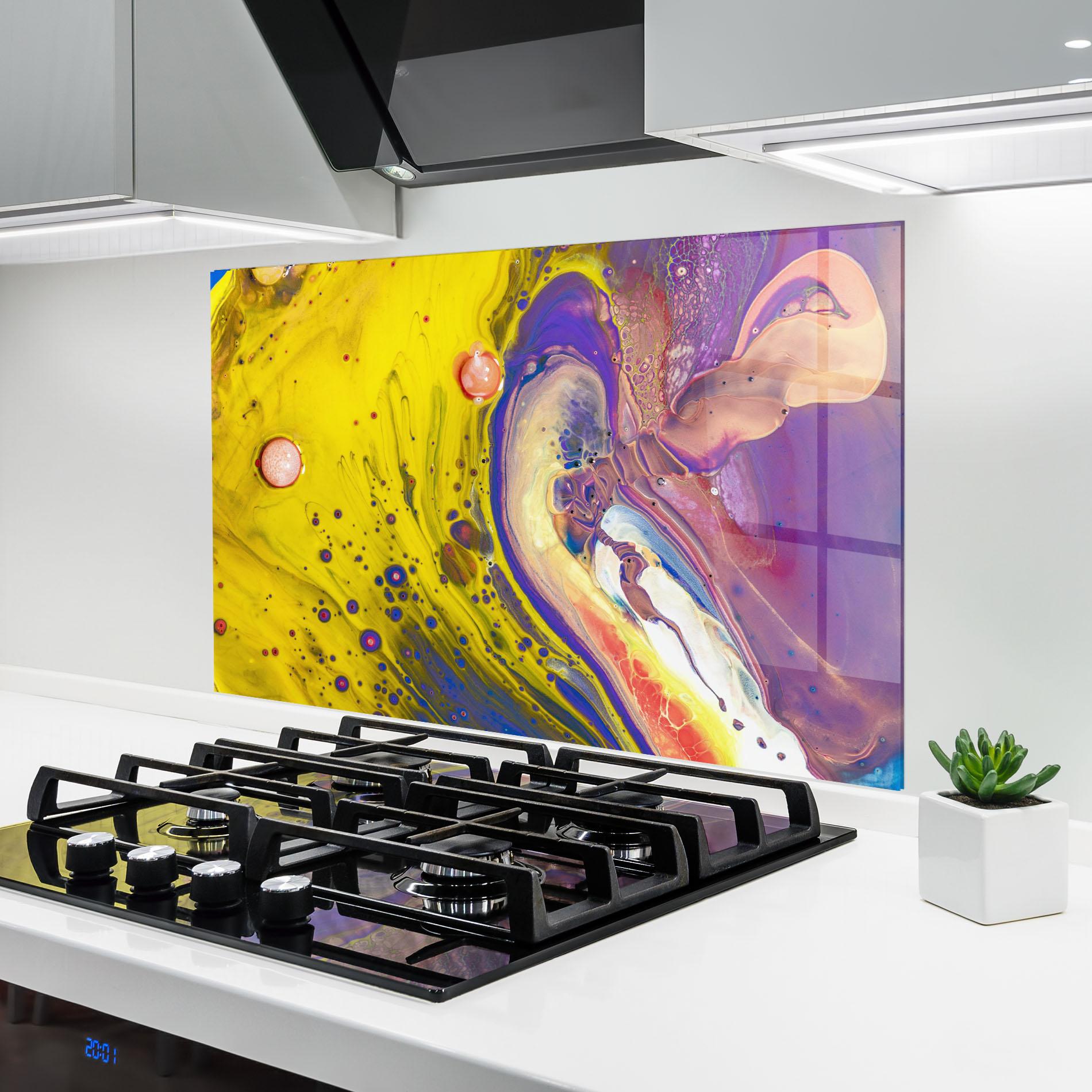 Konyhai üveg hátfal Colorful Liquid Marble mockup 6