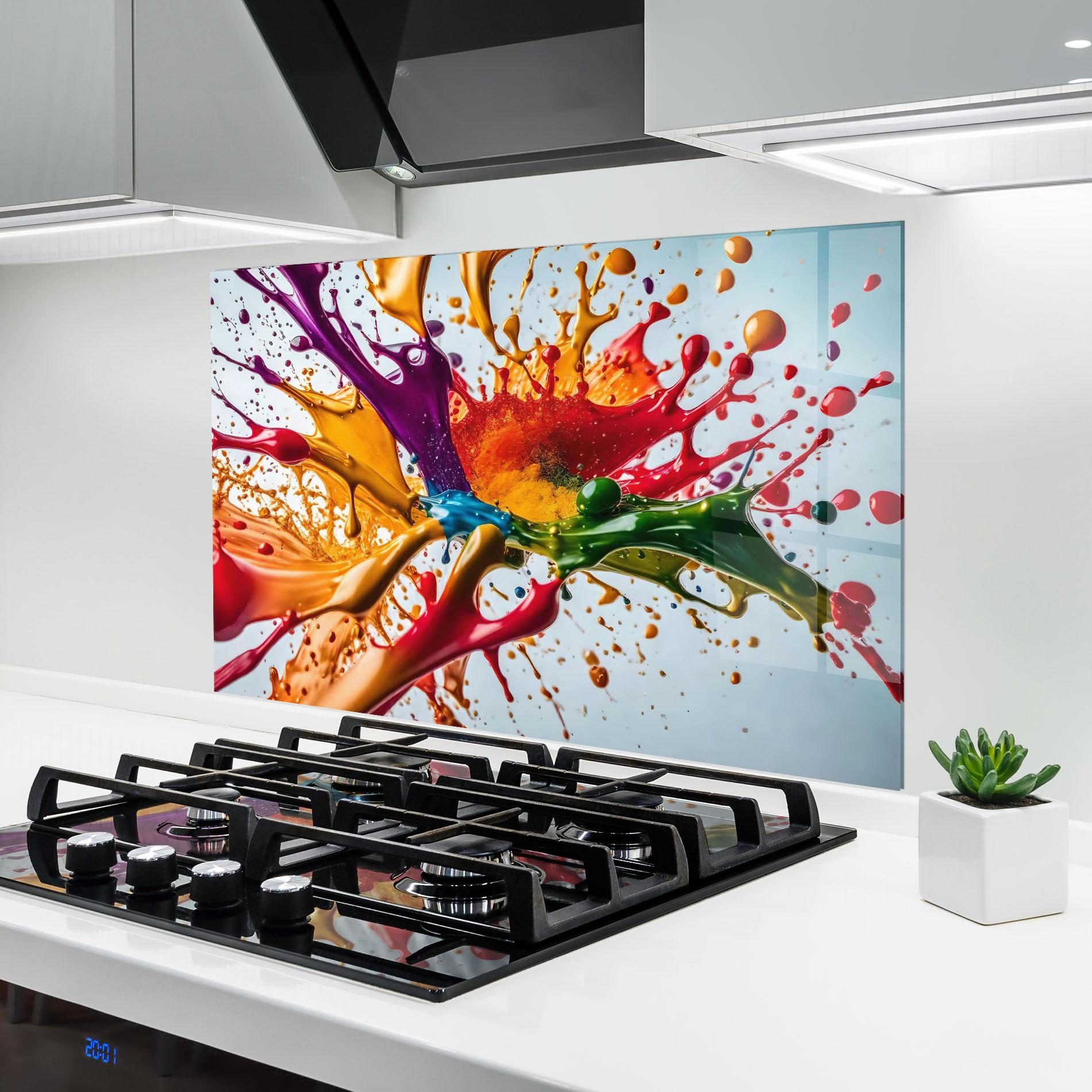 Konyhai üveg hátfal Colorful Yellow Rainbow mockup 6