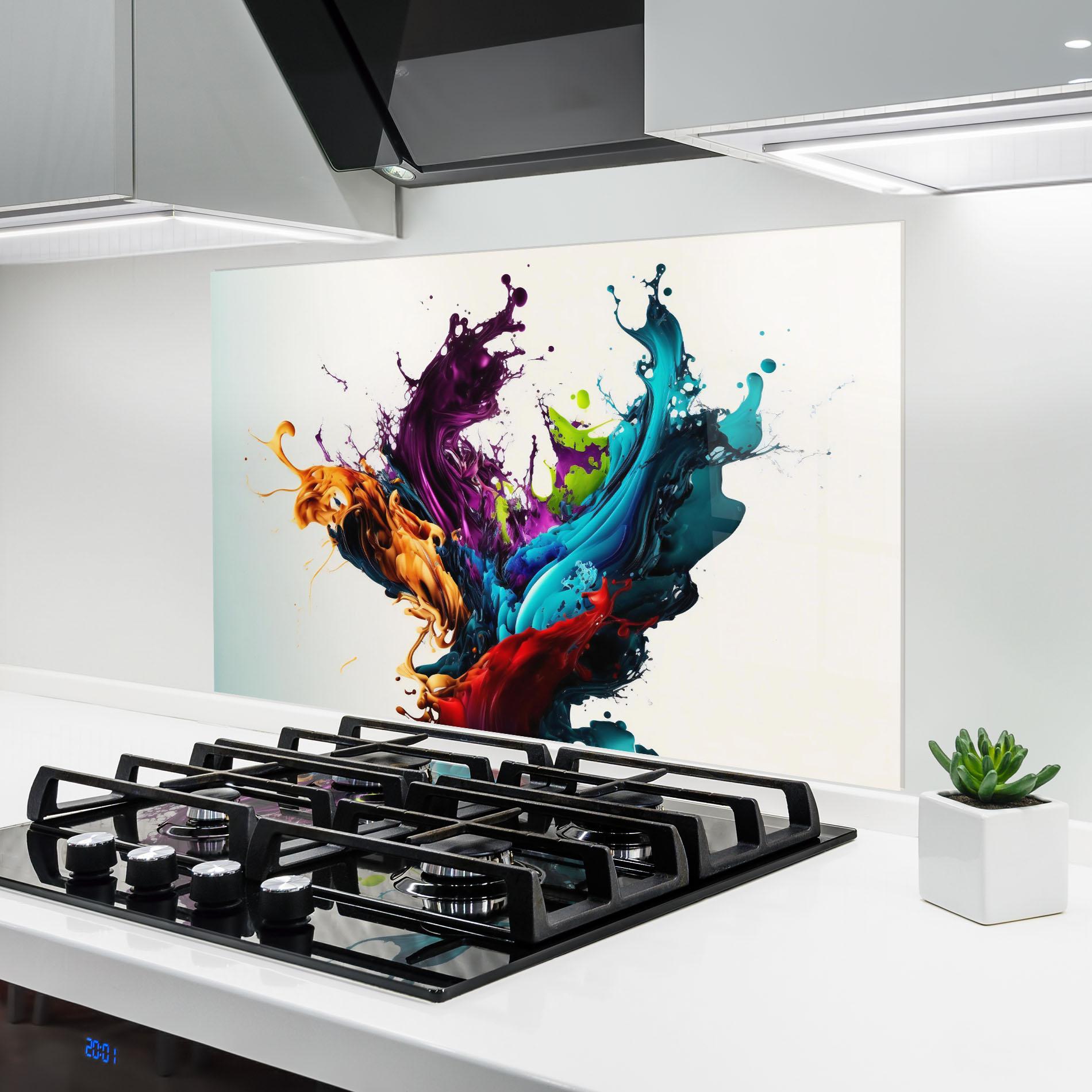 Konyhai üveg hátfal Dark Purple Splash mockup 6