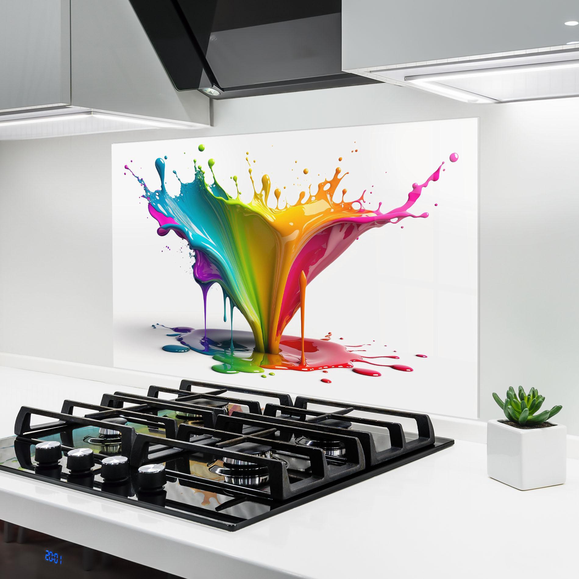 Konyhai üveg hátfal Exploding Yellow Liquid mockup 6