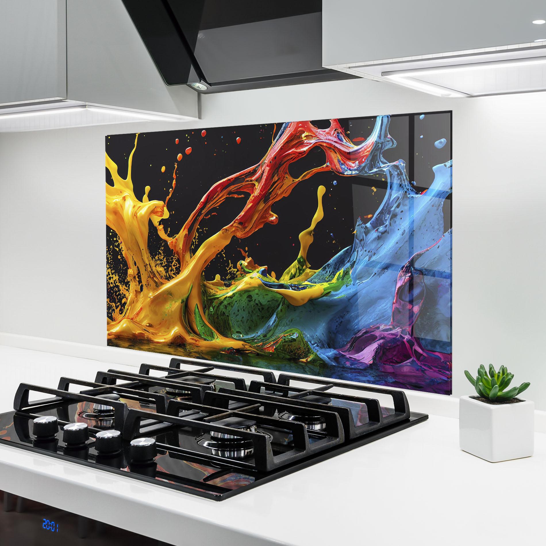 Konyhai üveg hátfal Floating Yellow Splay mockup 6