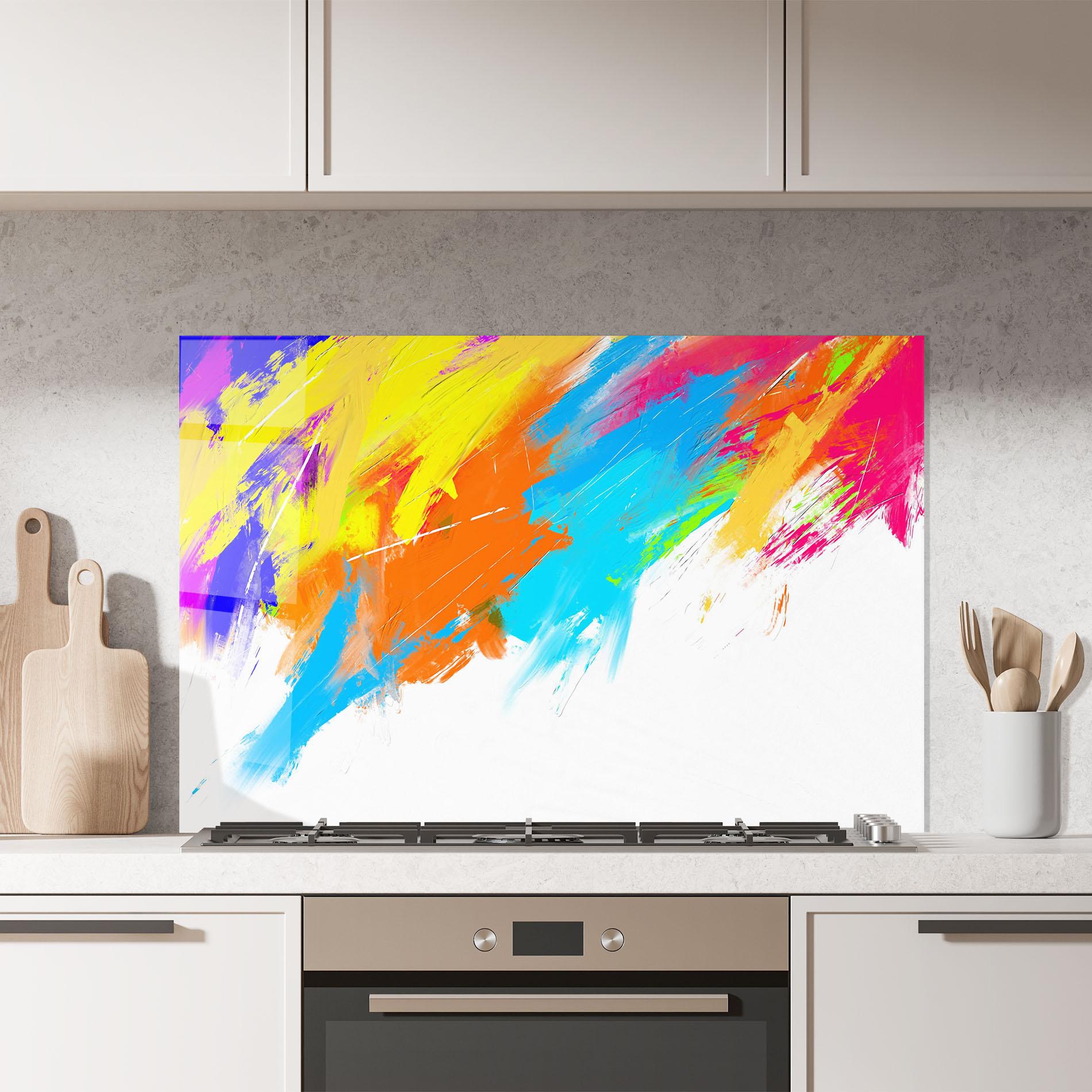 Konyhai üveg hátfal Abstract Blue Yellow mockup 7