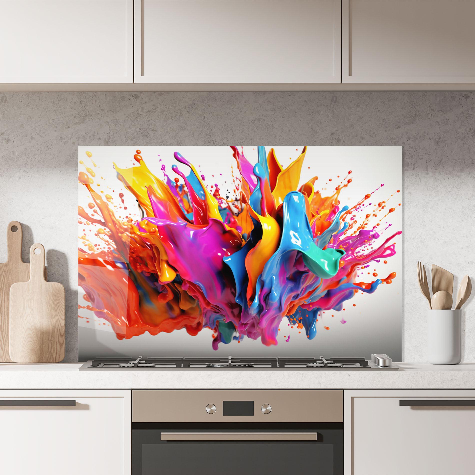 Konyhai üveg hátfal Blue Yellow Splash mockup 7