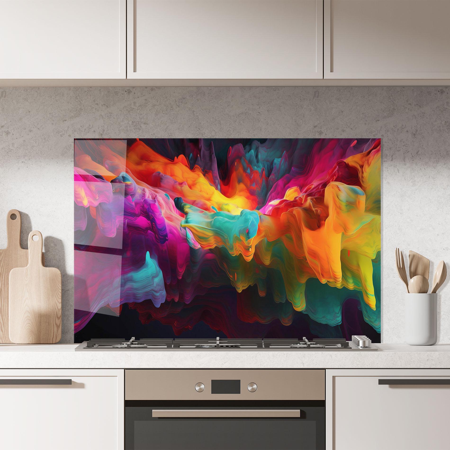 Konyhai üveg hátfal Colorful Smoke mockup 7