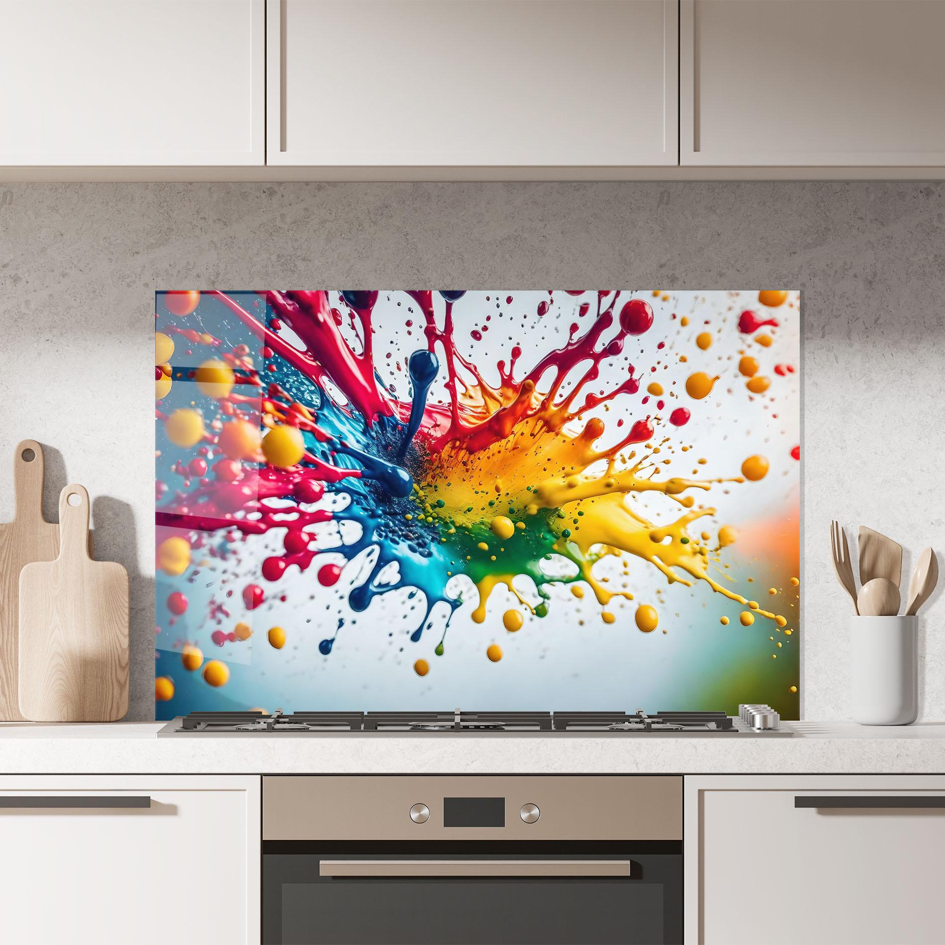 Konyhai üveg hátfal Colorful Splash Rainbow mockup 7