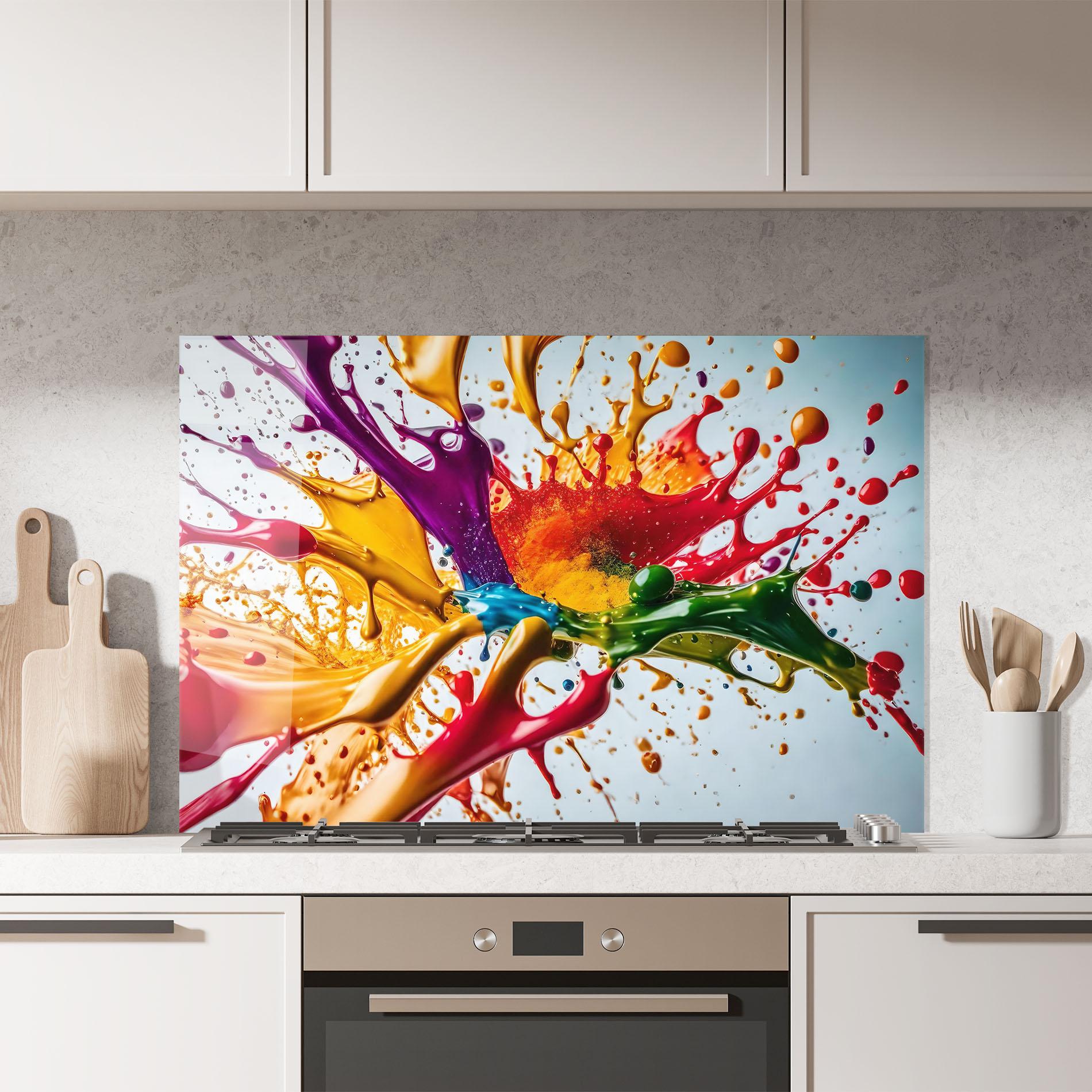 Konyhai üveg hátfal Colorful Yellow Rainbow mockup 7