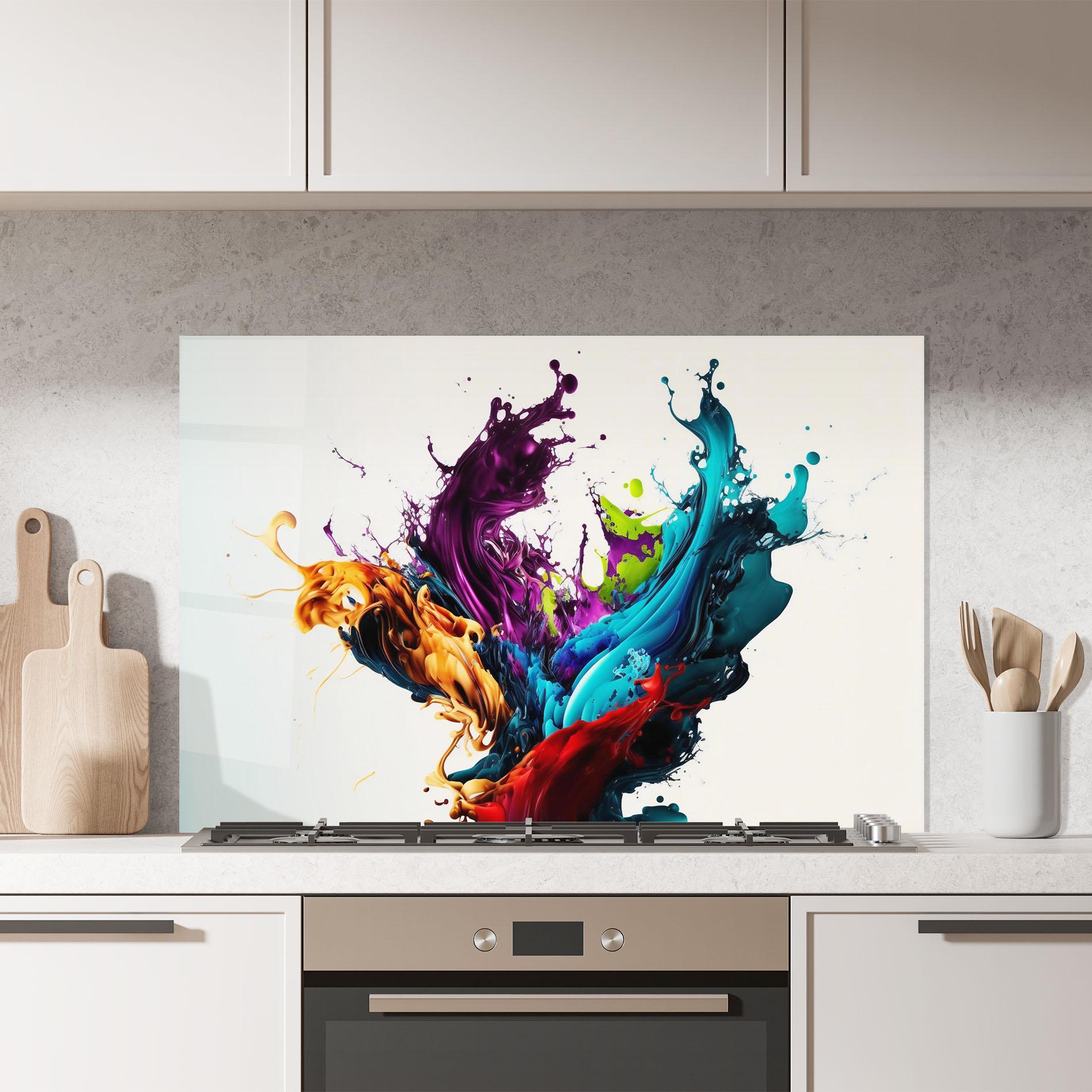 Konyhai üveg hátfal Dark Purple Splash mockup 7