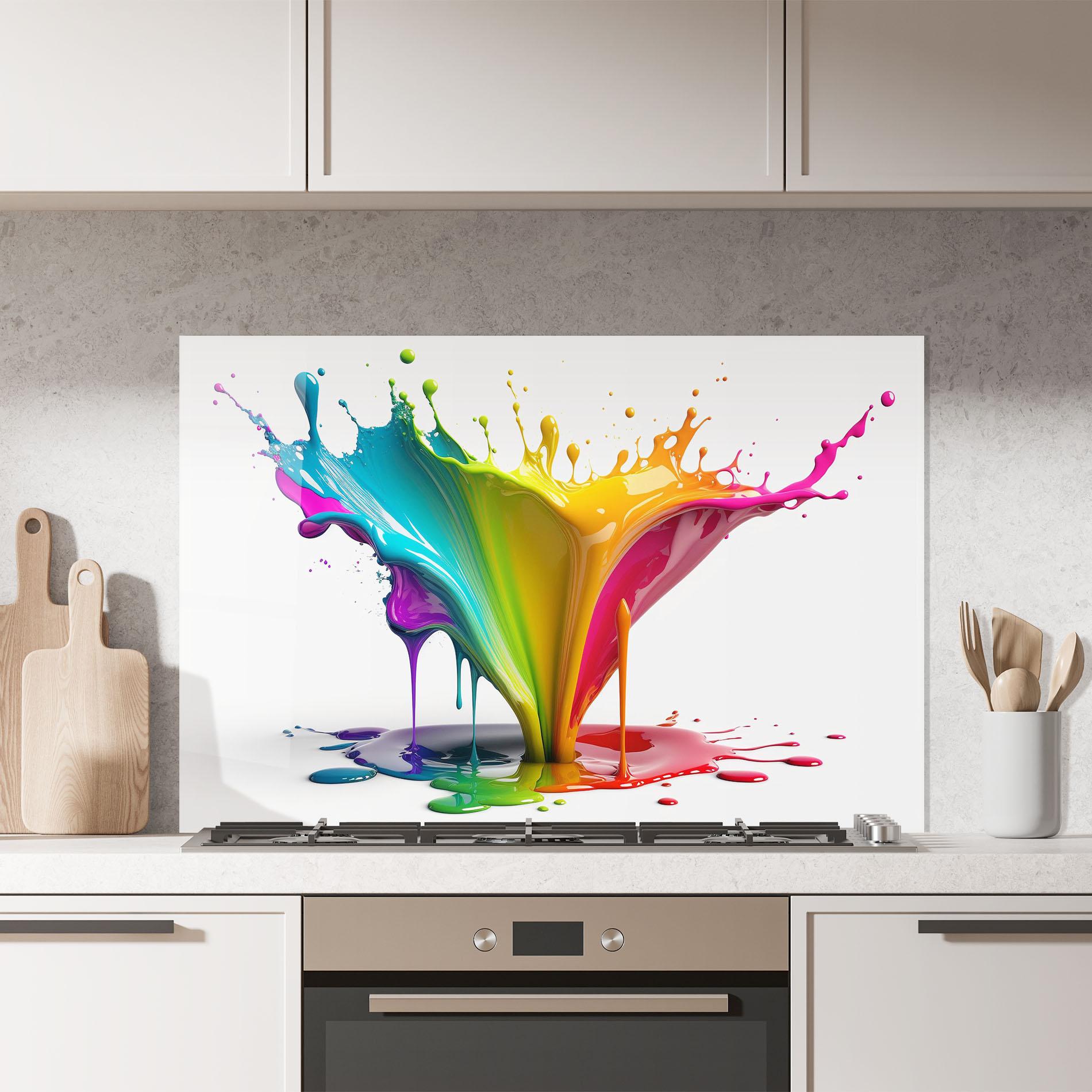 Konyhai üveg hátfal Exploding Yellow Liquid mockup 7