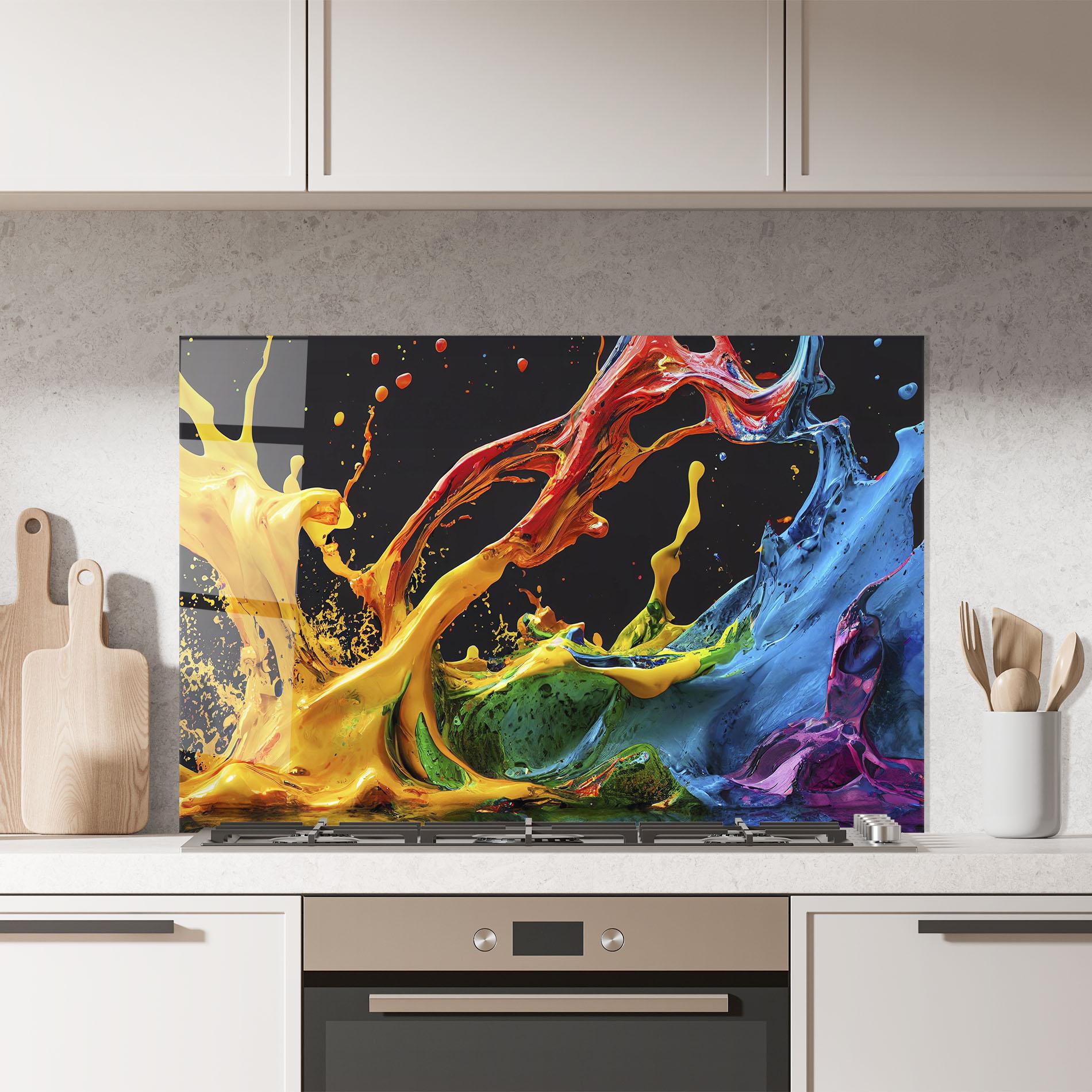 Konyhai üveg hátfal Floating Yellow Splay mockup 7