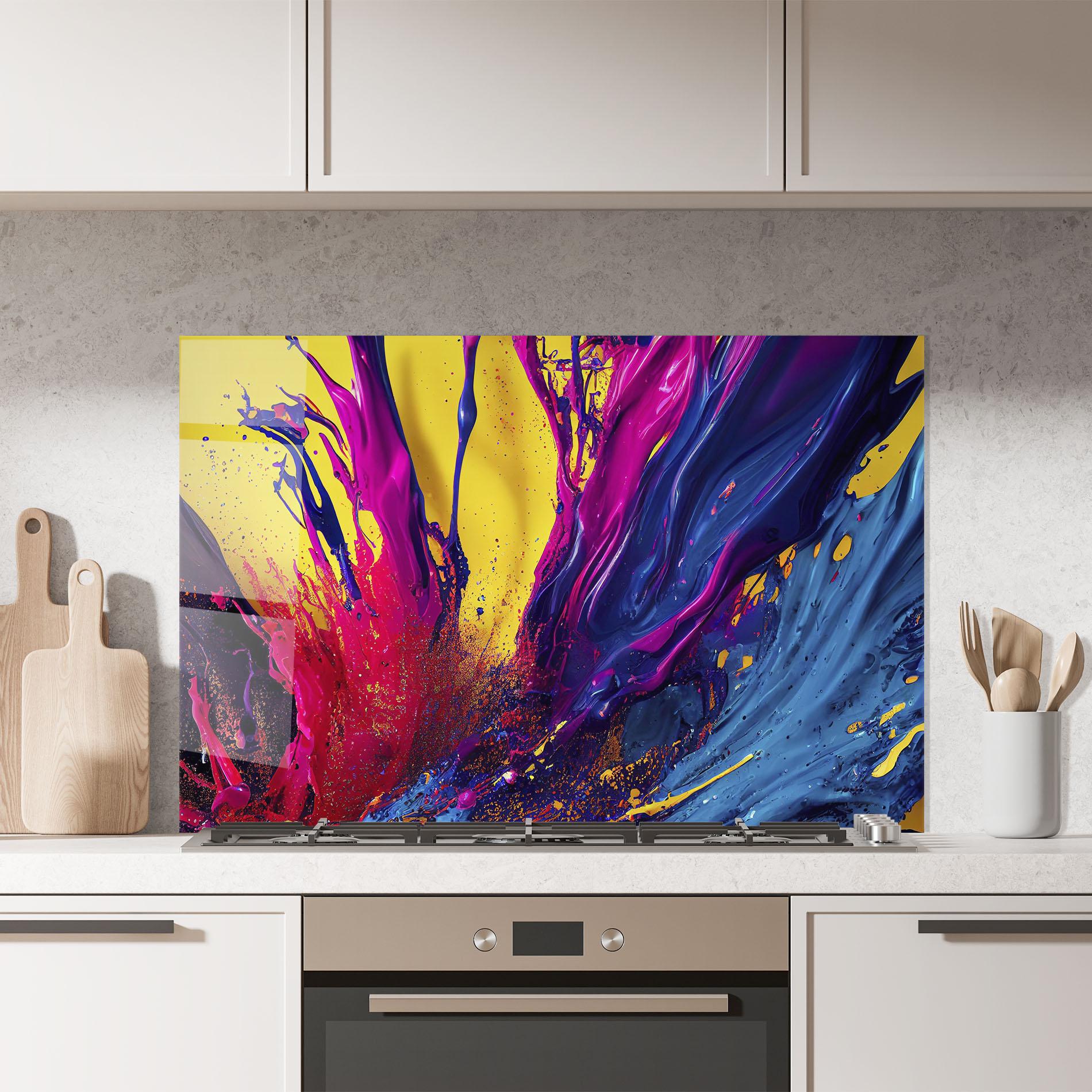 Konyhai üveg hátfal Purple And Blue Splash mockup 7