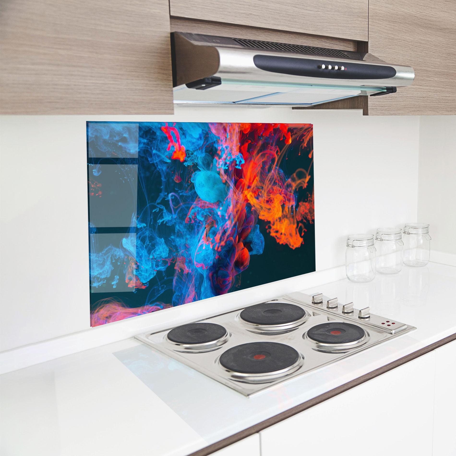 Konyhai üveg hátfal Abstract Blue And Red mockup 8