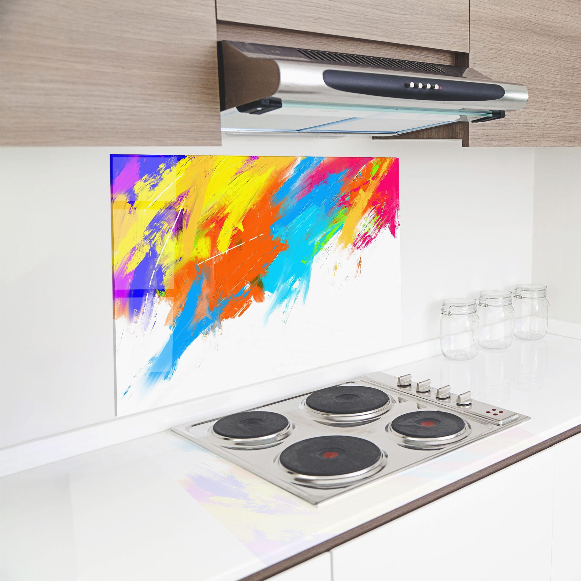 Konyhai üveg hátfal Abstract Blue Yellow mockup 8