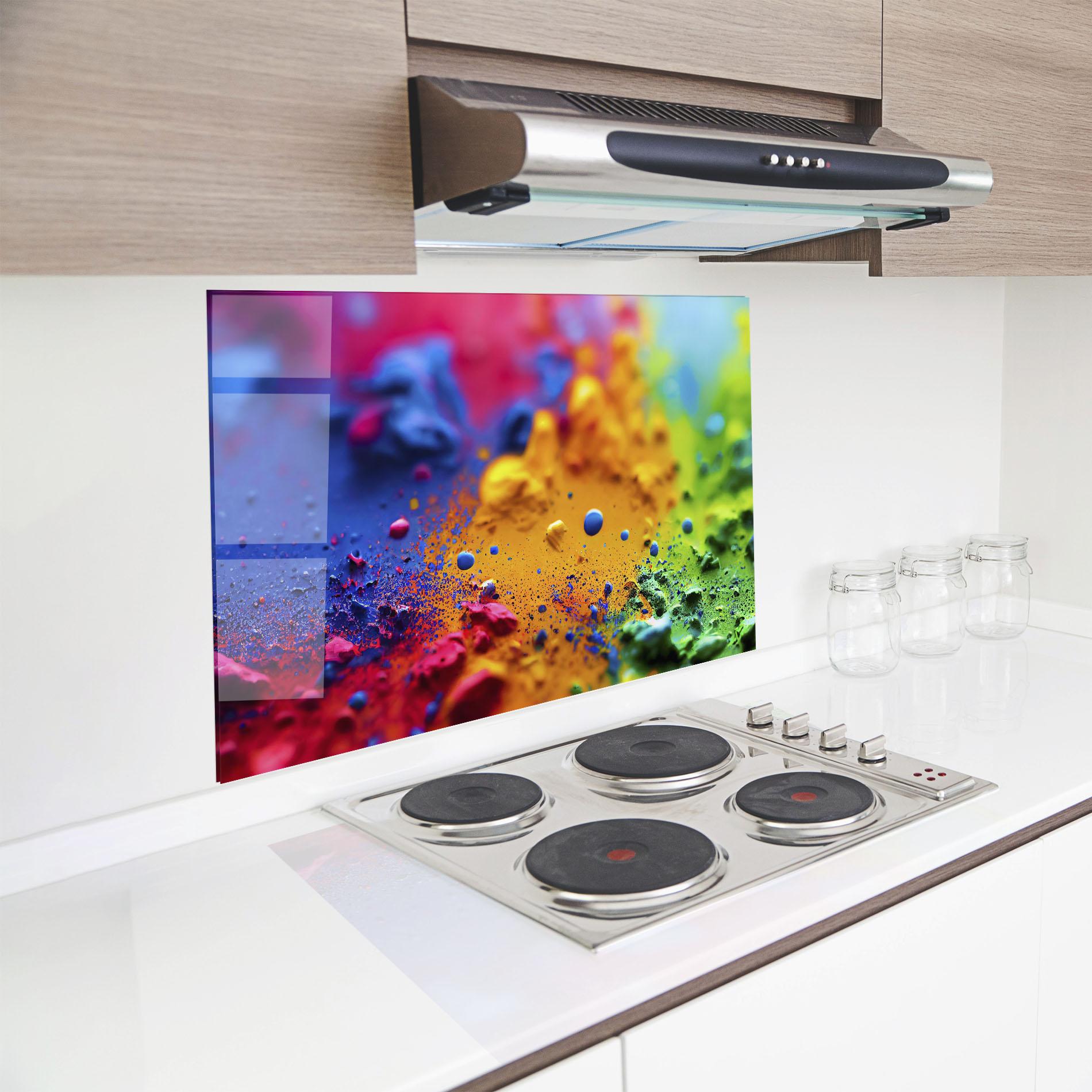 Konyhai üveg hátfal Acrylic Yellow Texture mockup 8