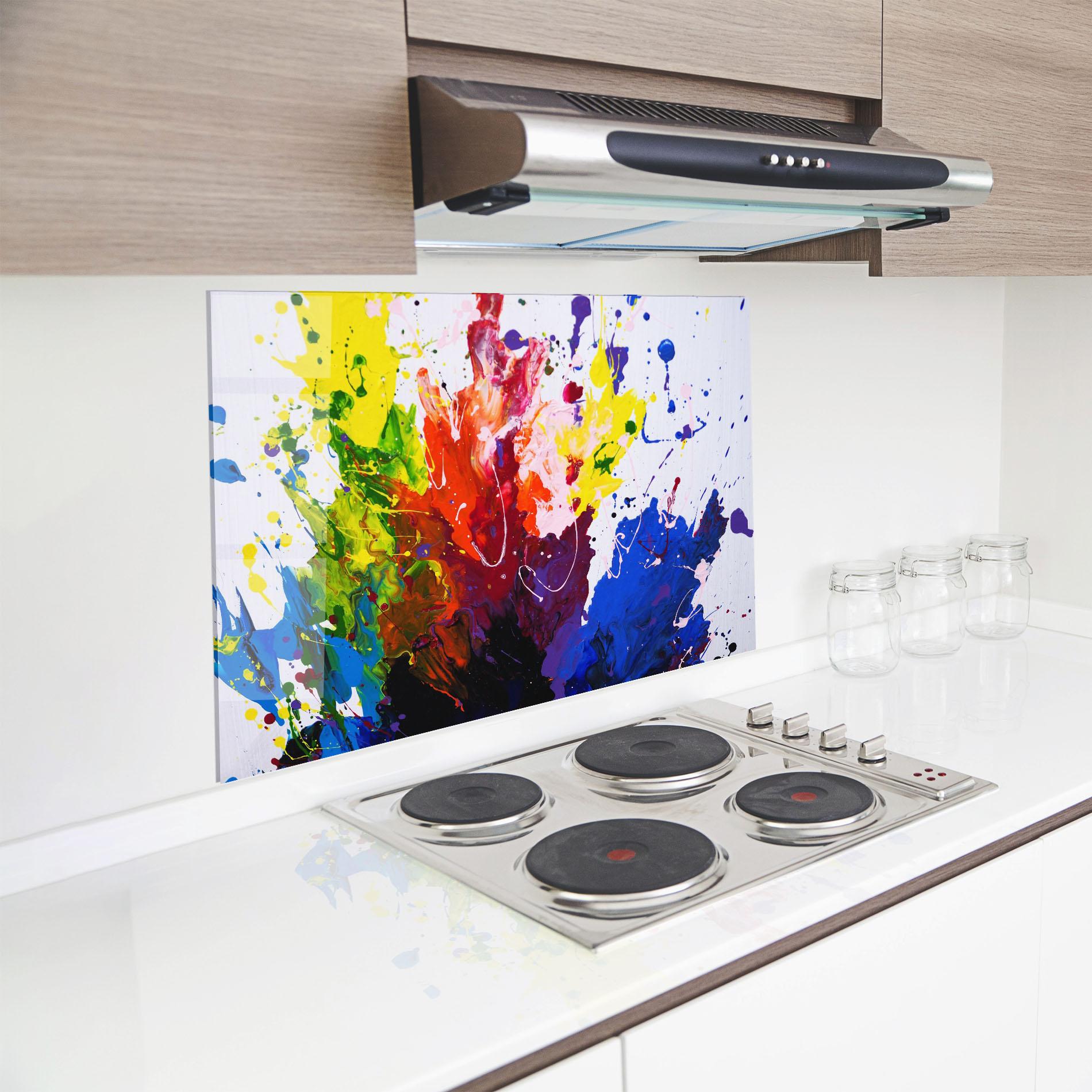 Konyhai üveg hátfal Blue Purple Exploding mockup 8