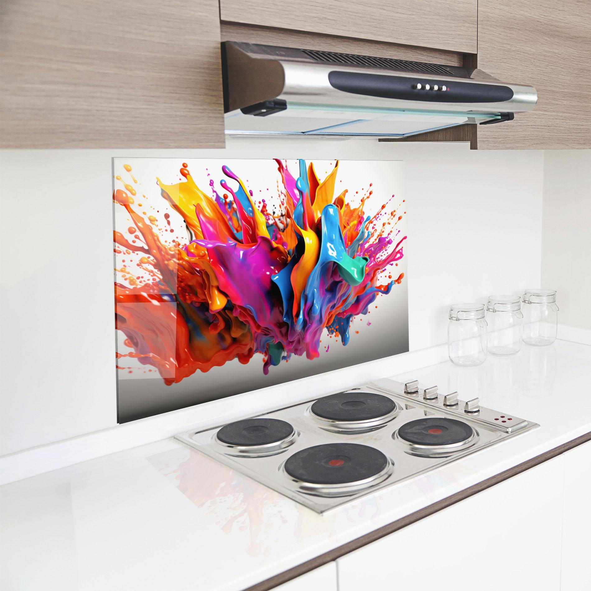 Konyhai üveg hátfal Blue Yellow Splash mockup 8