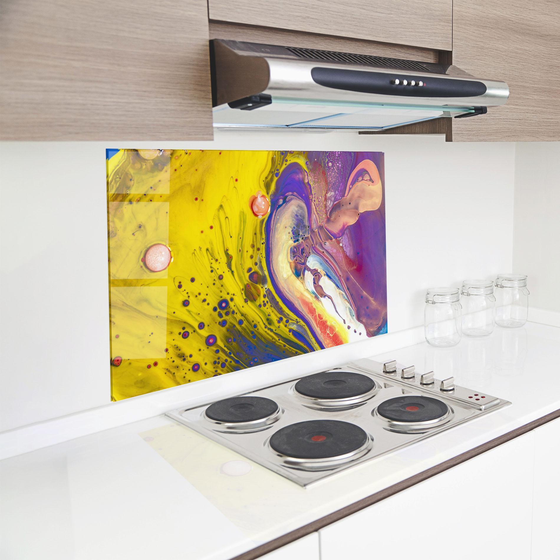 Konyhai üveg hátfal Colorful Liquid Marble mockup 8