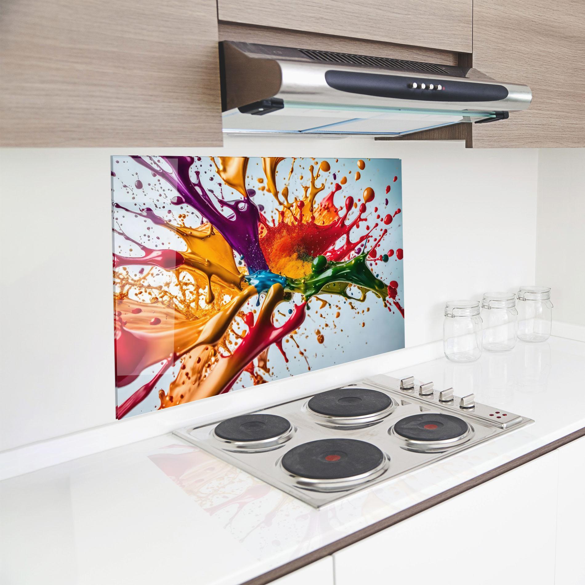 Konyhai üveg hátfal Colorful Yellow Rainbow mockup 8