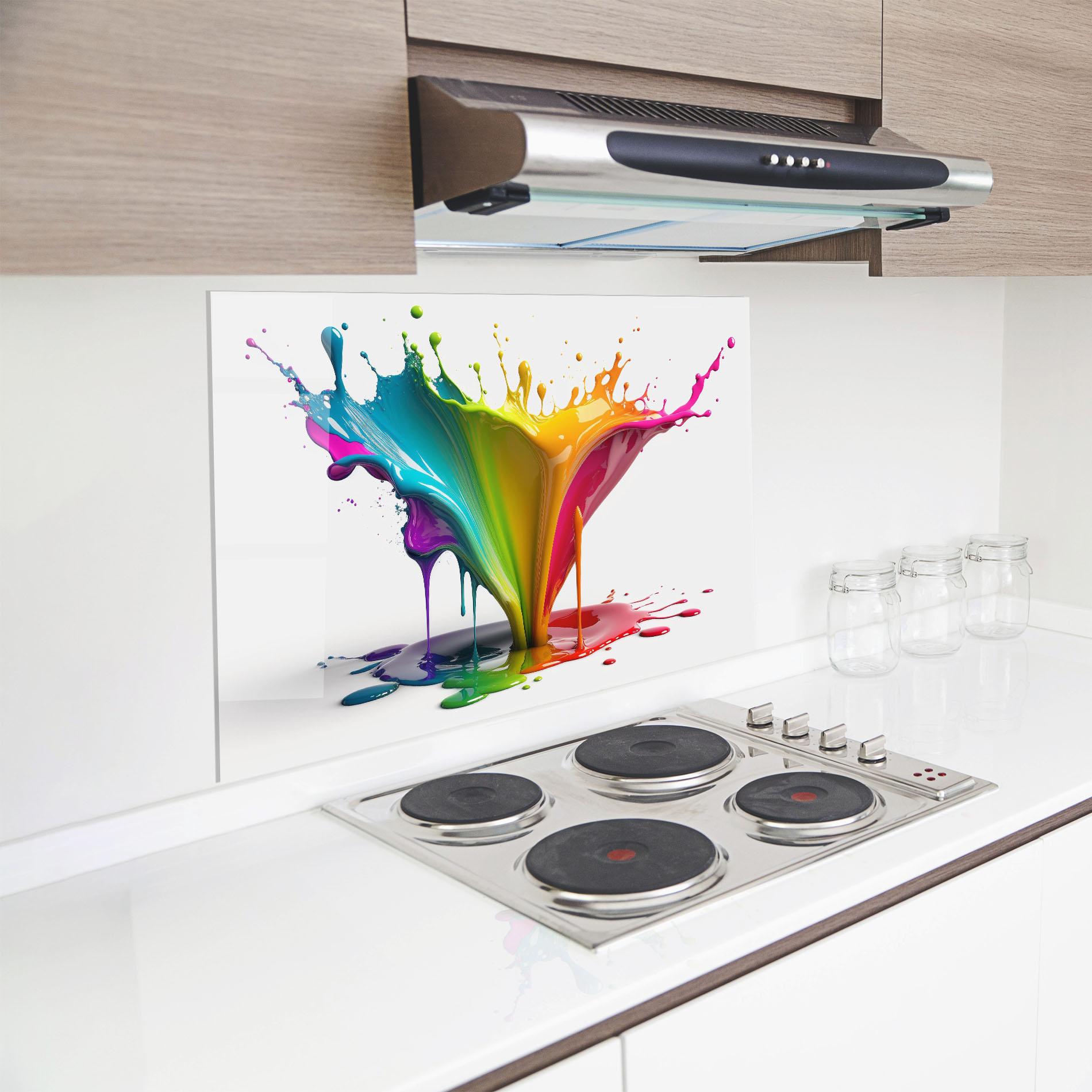 Konyhai üveg hátfal Exploding Yellow Liquid mockup 8