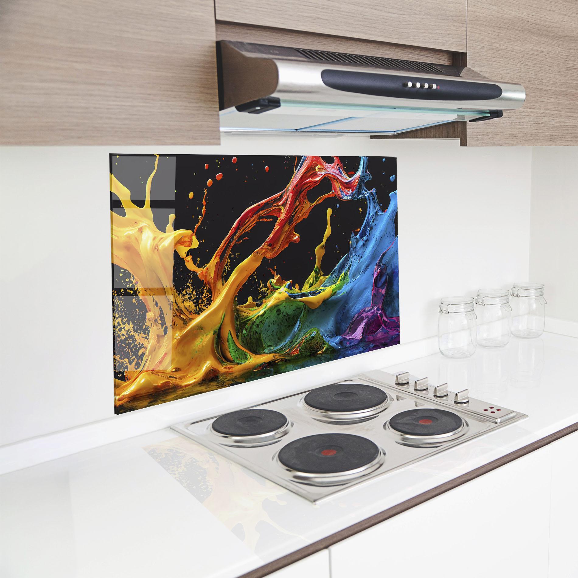 Konyhai üveg hátfal Floating Yellow Splay mockup 8